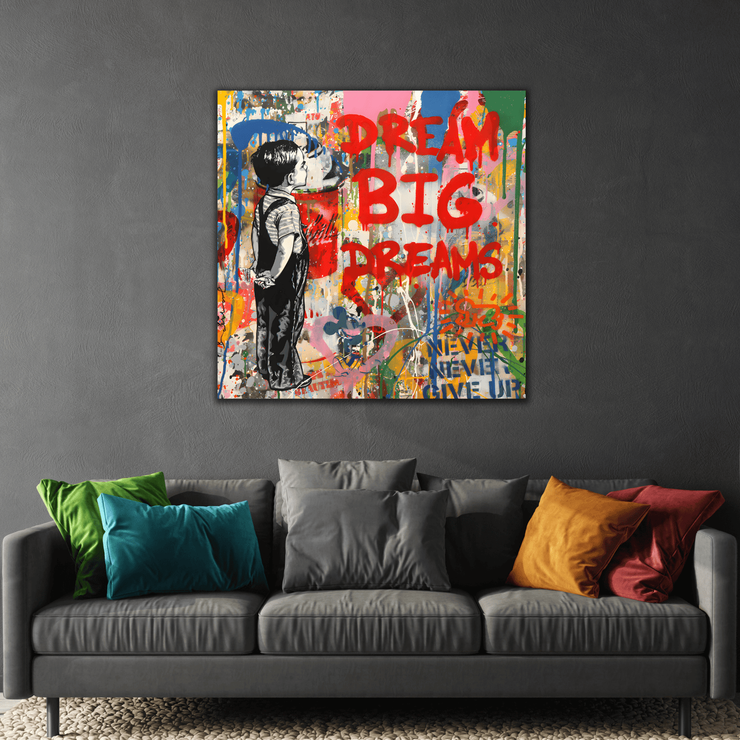 Dream Big Graffiti Pop Wall Art Canvas Painting Print