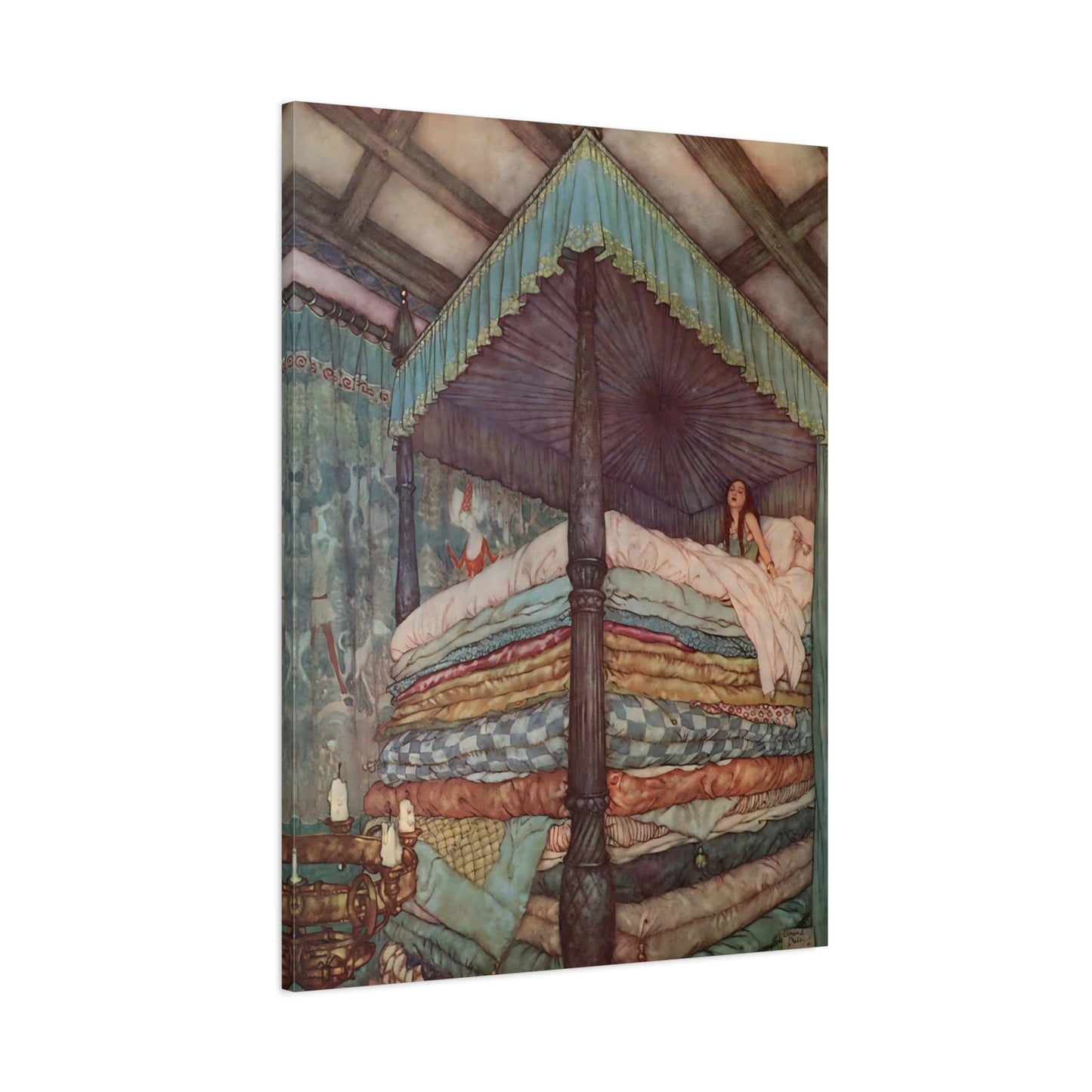 Edmund Dulac Princess and the Pea Hans Andersen - Fairy Tale Canvas Wall Art Print