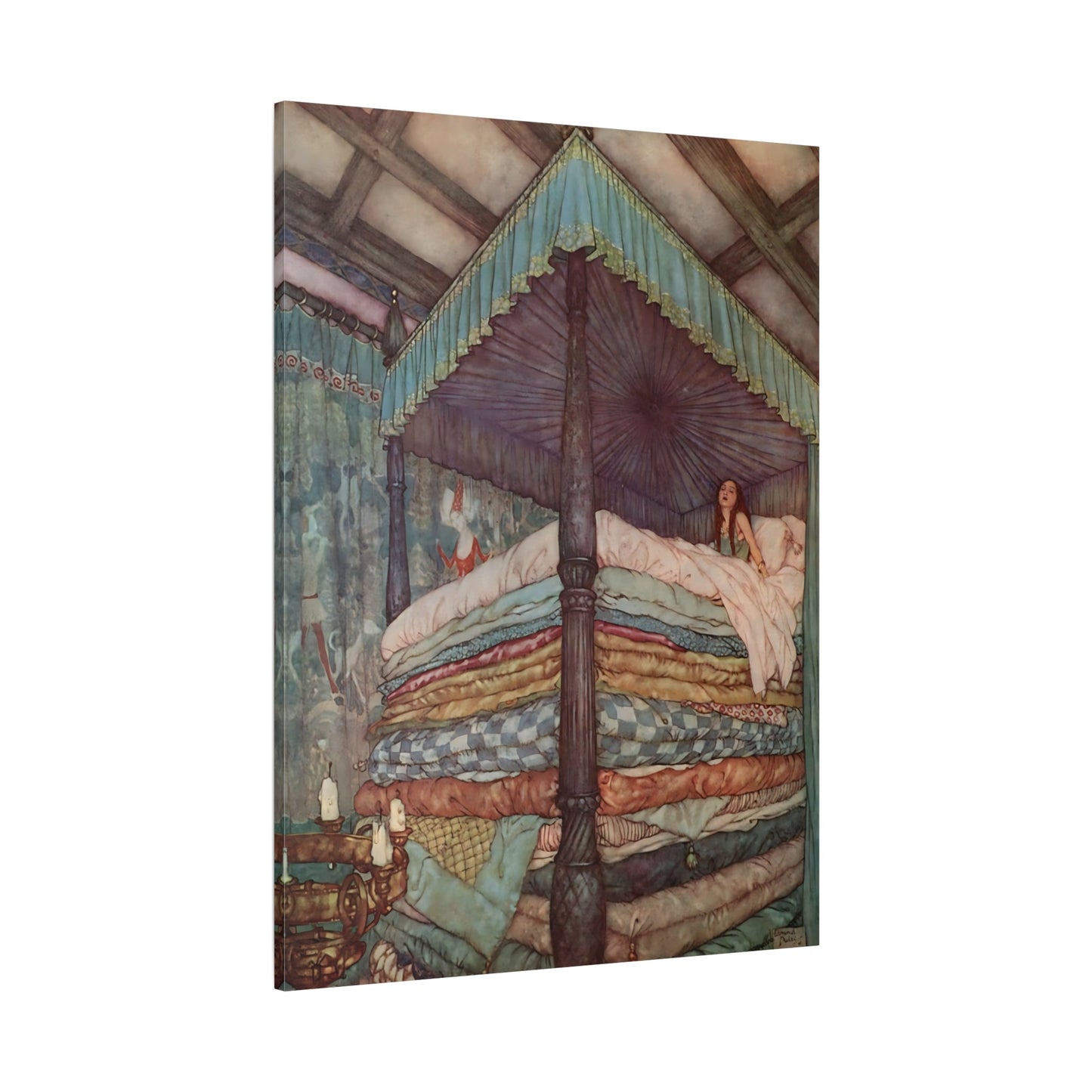 Edmund Dulac Princess and the Pea Hans Andersen - Fairy Tale Canvas Wall Art Print