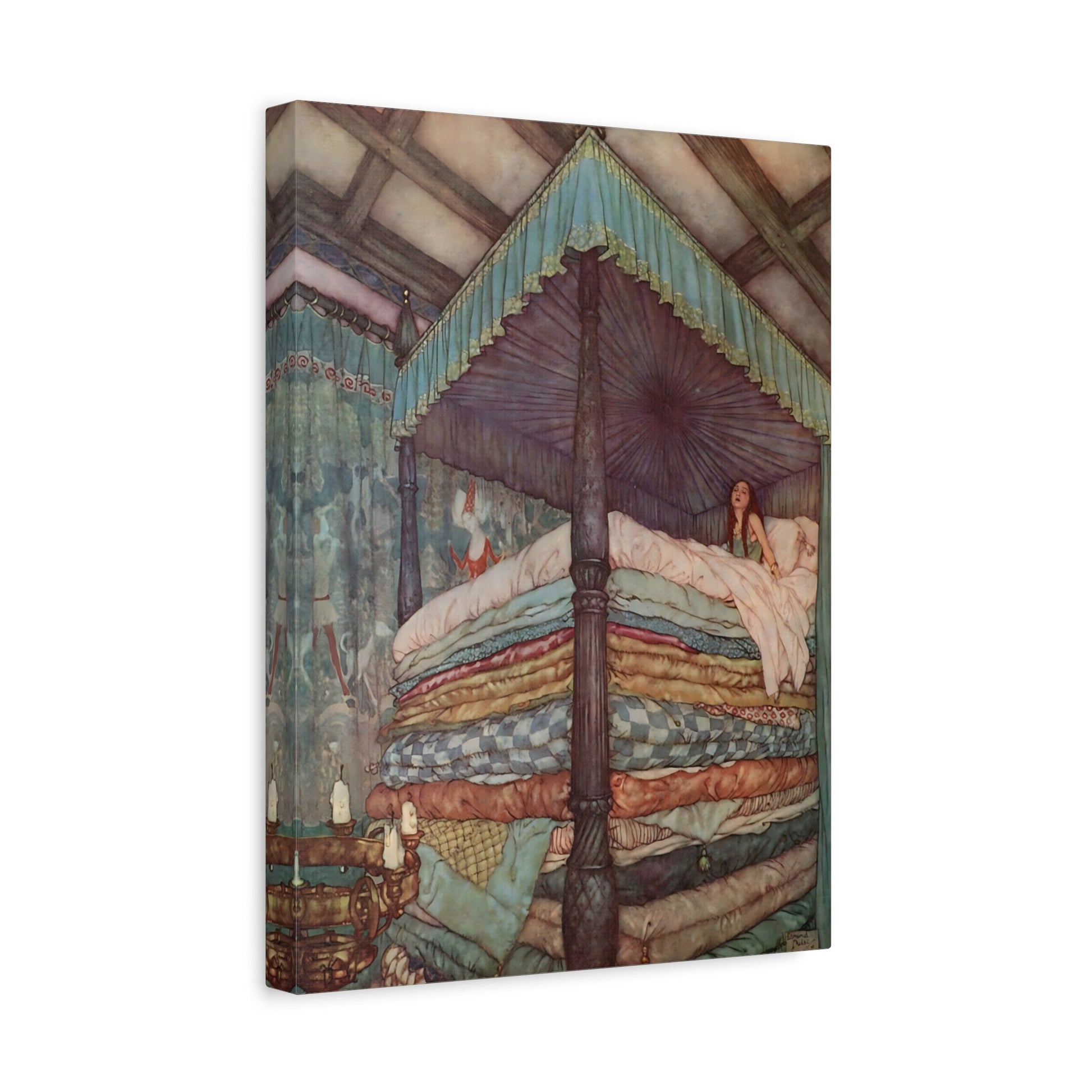 Edmund Dulac Princess and the Pea Hans Andersen - Fairy Tale Canvas Wall Art Print
