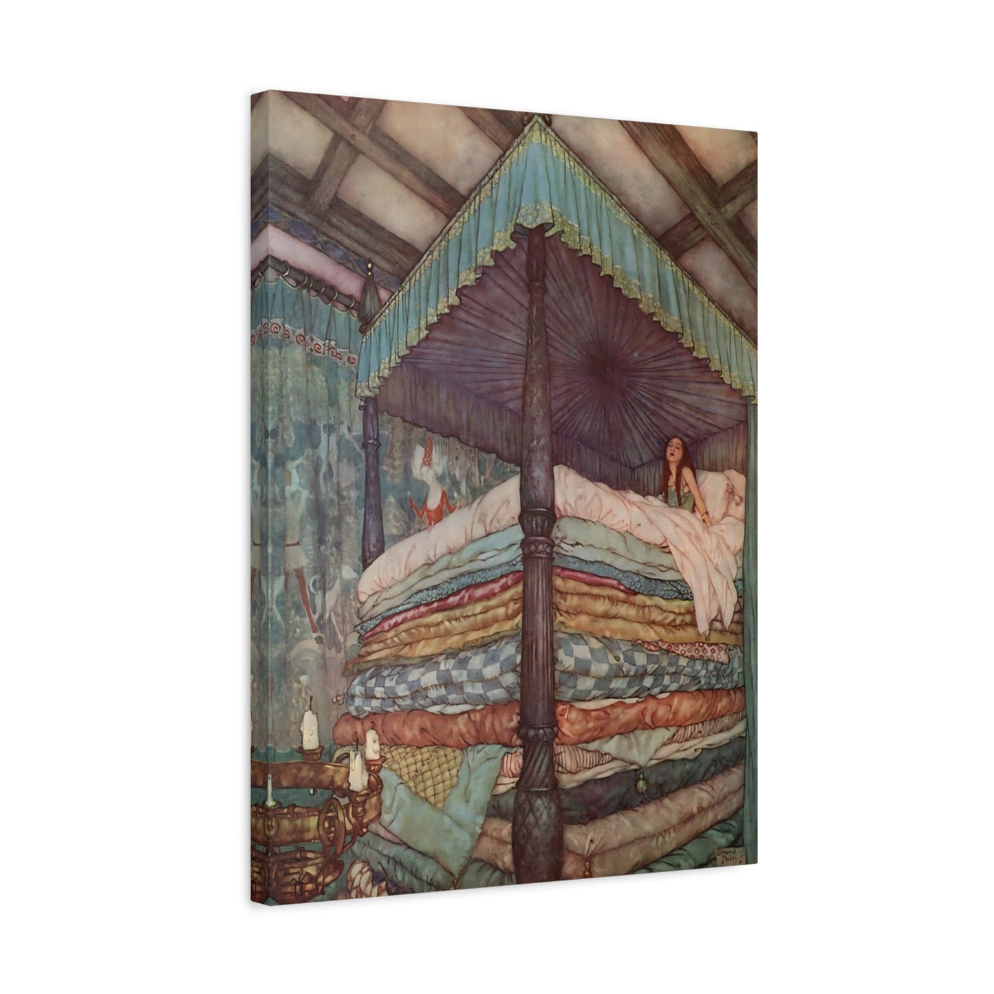 Edmund Dulac Princess and the Pea Hans Andersen - Fairy Tale Canvas Wall Art Print