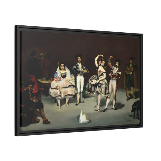 Edouard Manet Spanish Ballet - Framed Canvas Wall Art Print in Black Pinewood Frame