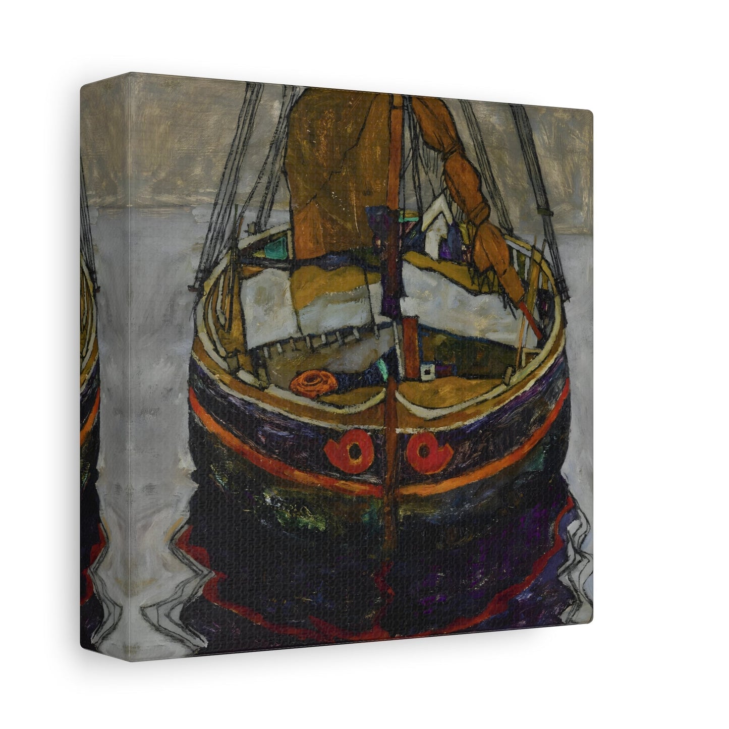 Egon Schiele Trieste Fishing Boat - Square Canvas Wall Art Print