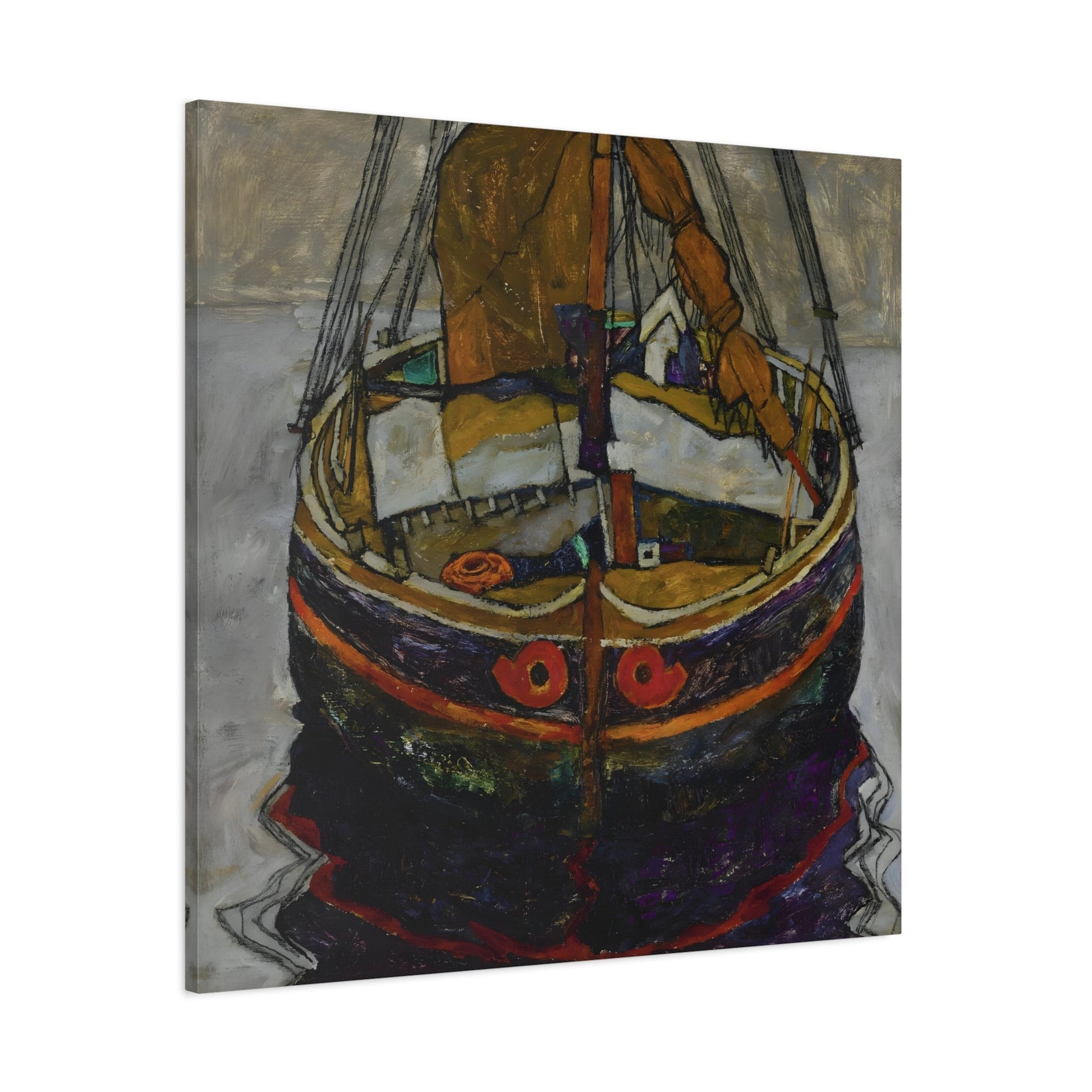 Egon Schiele Trieste Fishing Boat - Square Canvas Wall Art Print