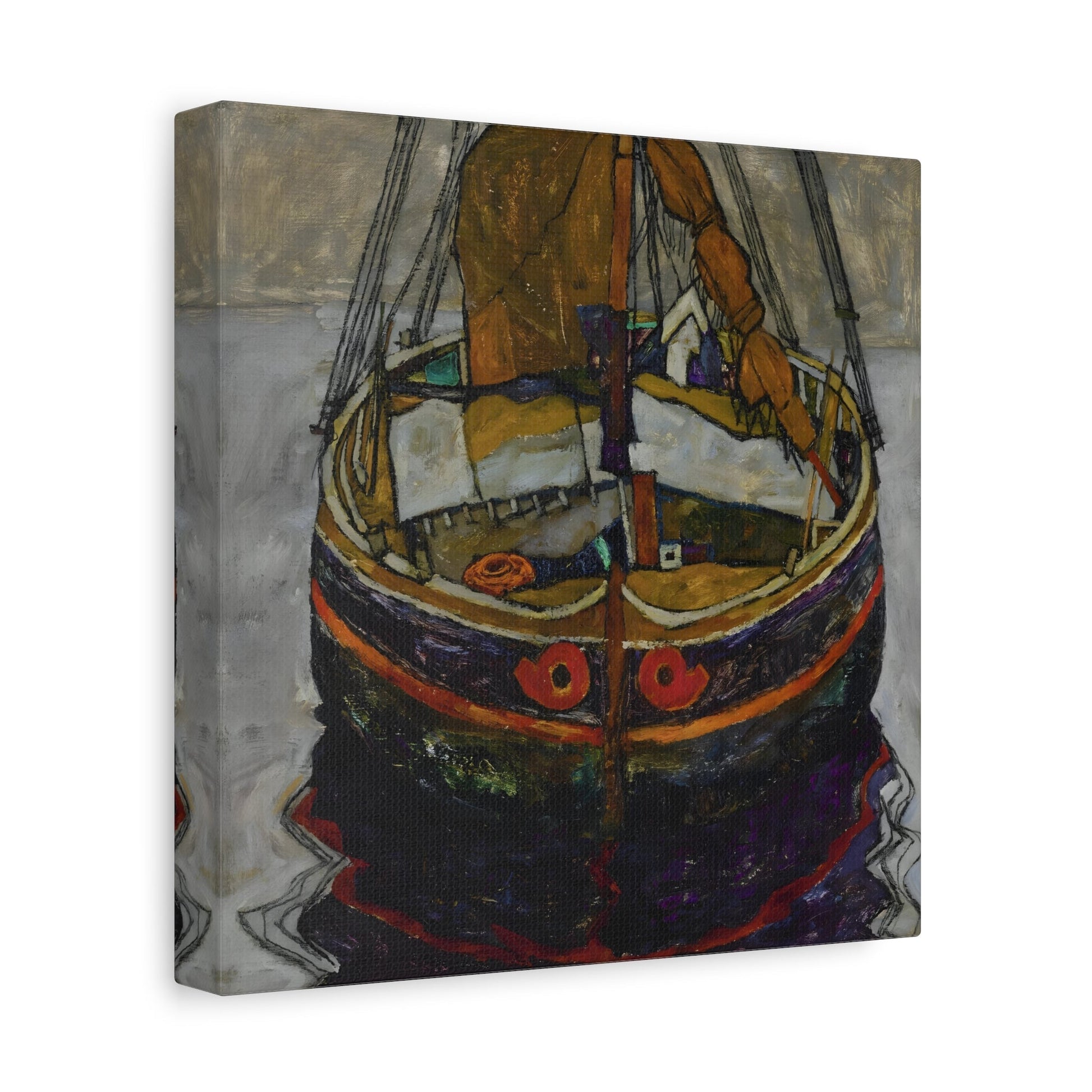 Egon Schiele Trieste Fishing Boat - Square Canvas Wall Art Print