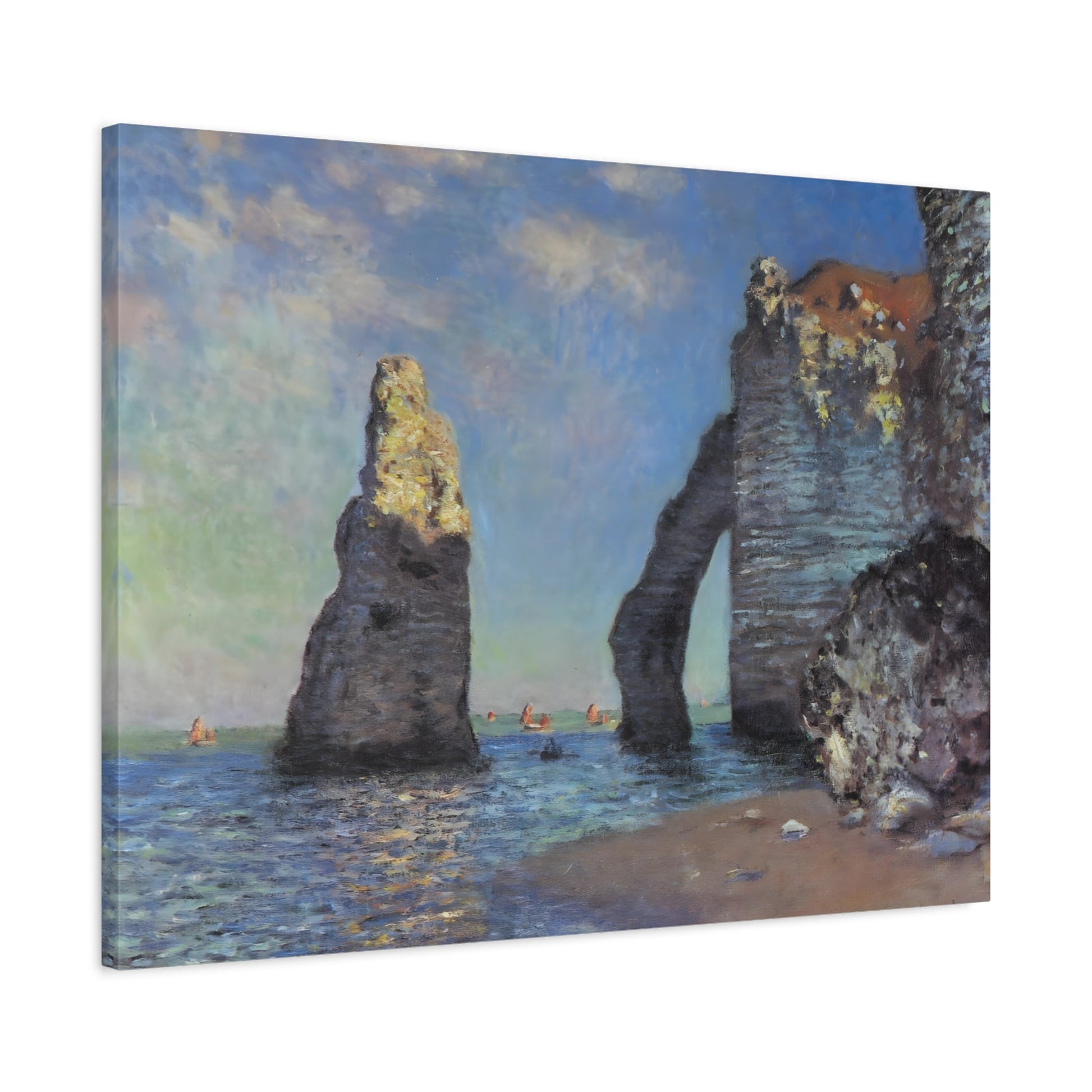 Etretat Cliffs Canvas Print - Seascape Monet Wall Art Prints Rock Formation Painting