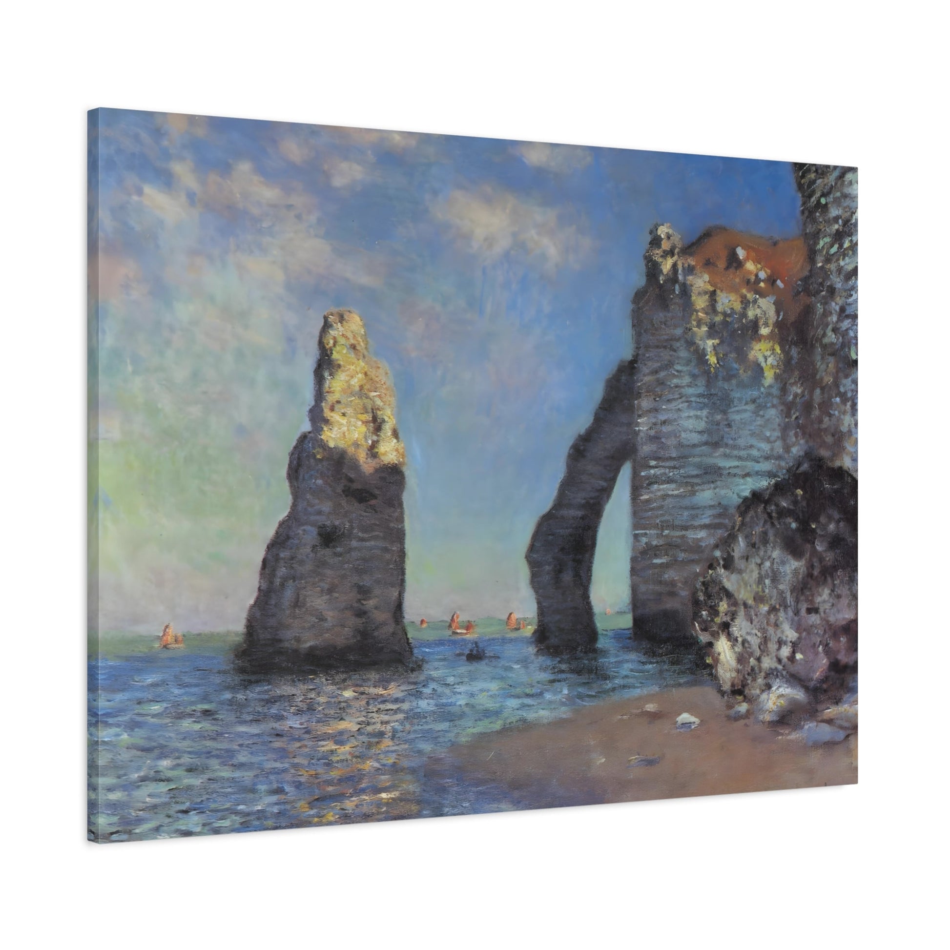 Etretat Cliffs Canvas Print - Seascape Monet Wall Art Prints Rock Formation Painting