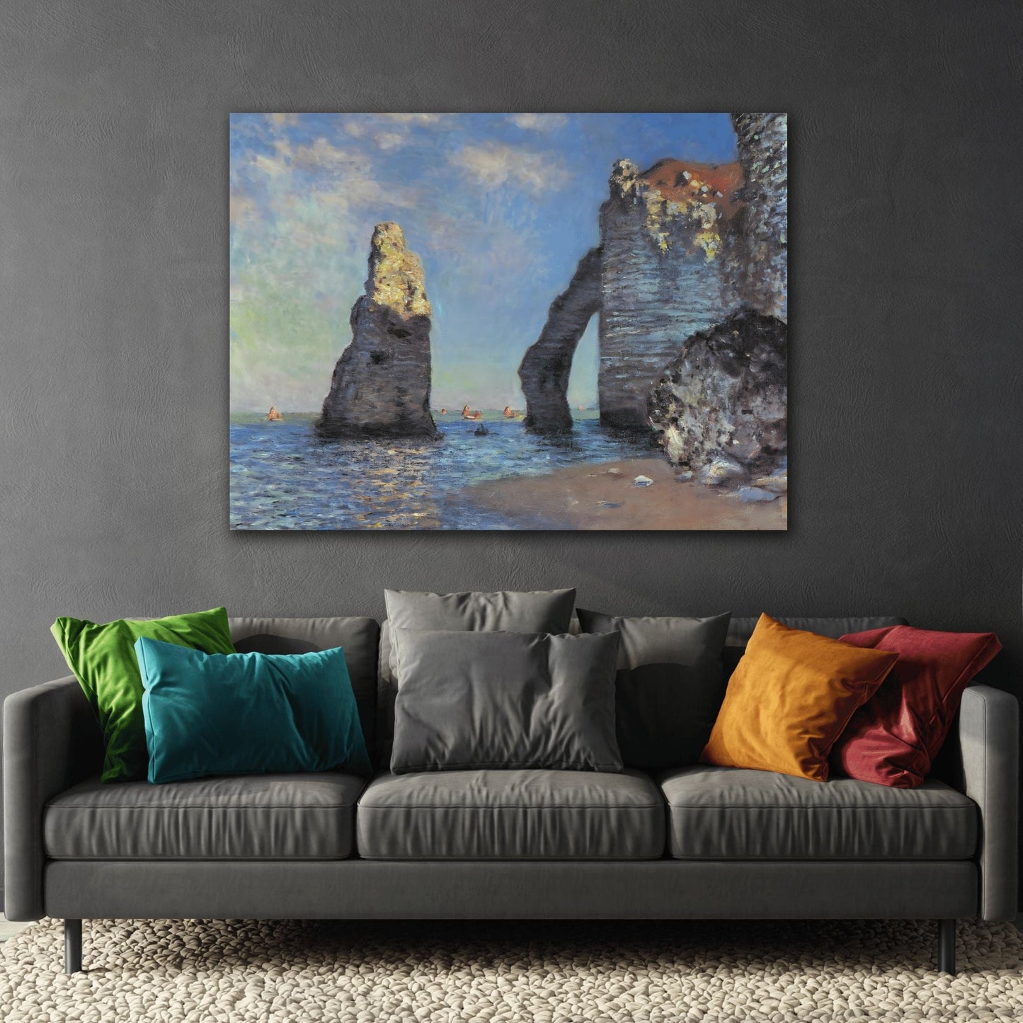 Etretat Cliffs Canvas Print - Seascape Monet Wall Art Prints Rock Formation Painting