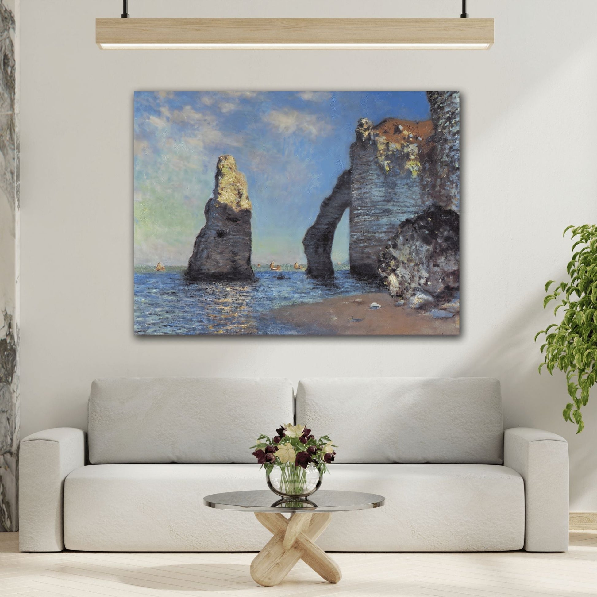 Etretat Cliffs Canvas Print - Seascape Monet Wall Art Prints Rock Formation Painting