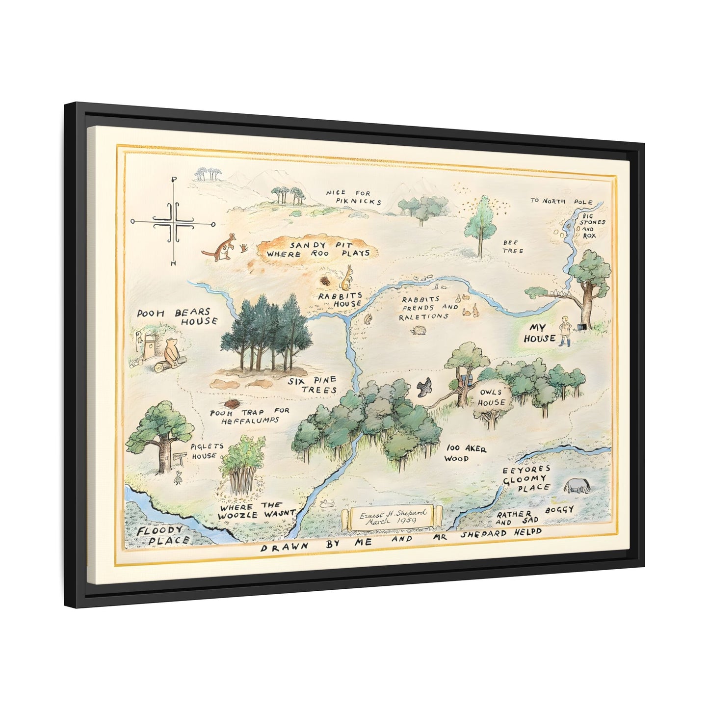 Fairytale 100 Aker Canvas Wall Art Print - Framed Acre Vintage Kids Room