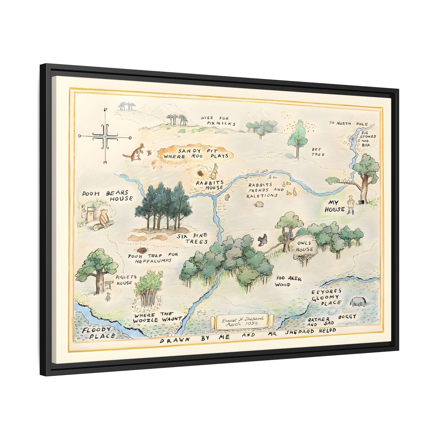 Fairytale 100 Aker Canvas Wall Art Print - Framed Acre Vintage Kids Room