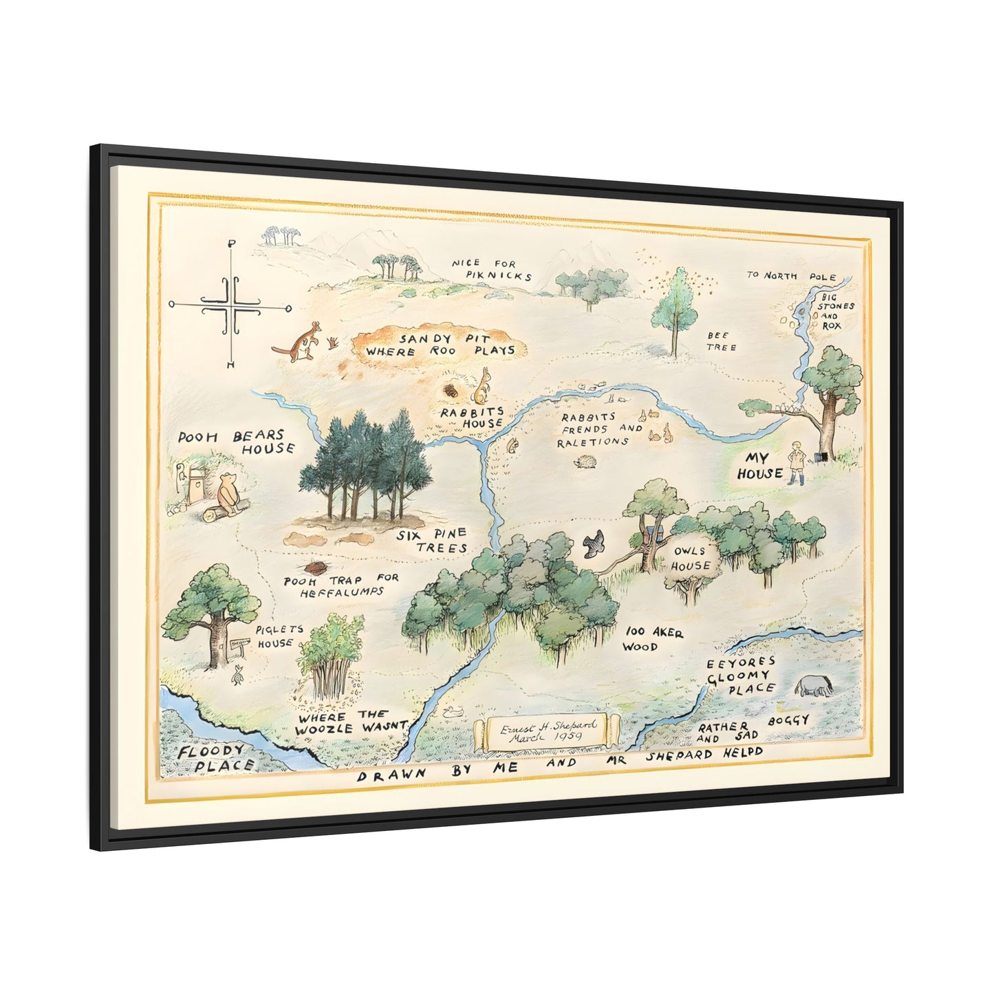 Fairytale 100 Aker Canvas Wall Art Print - Framed Acre Vintage Kids Room