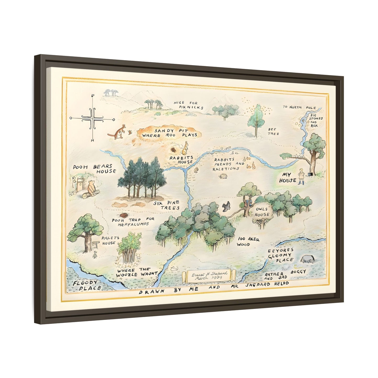 Fairytale 100 Aker Canvas Wall Art Print - Framed Acre Vintage Kids Room