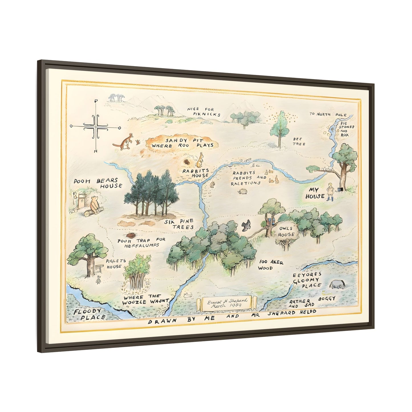 Fairytale 100 Aker Canvas Wall Art Print - Framed Acre Vintage Kids Room