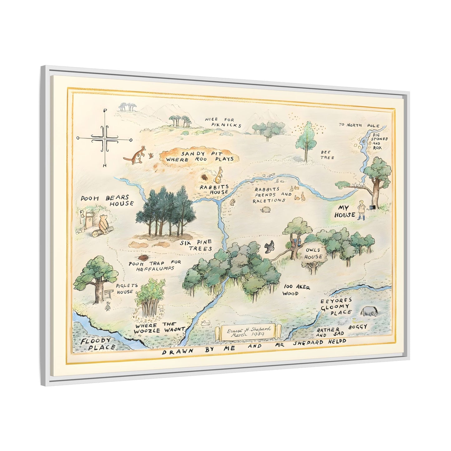 Fairytale 100 Aker Canvas Wall Art Print - Framed Acre Vintage Kids Room