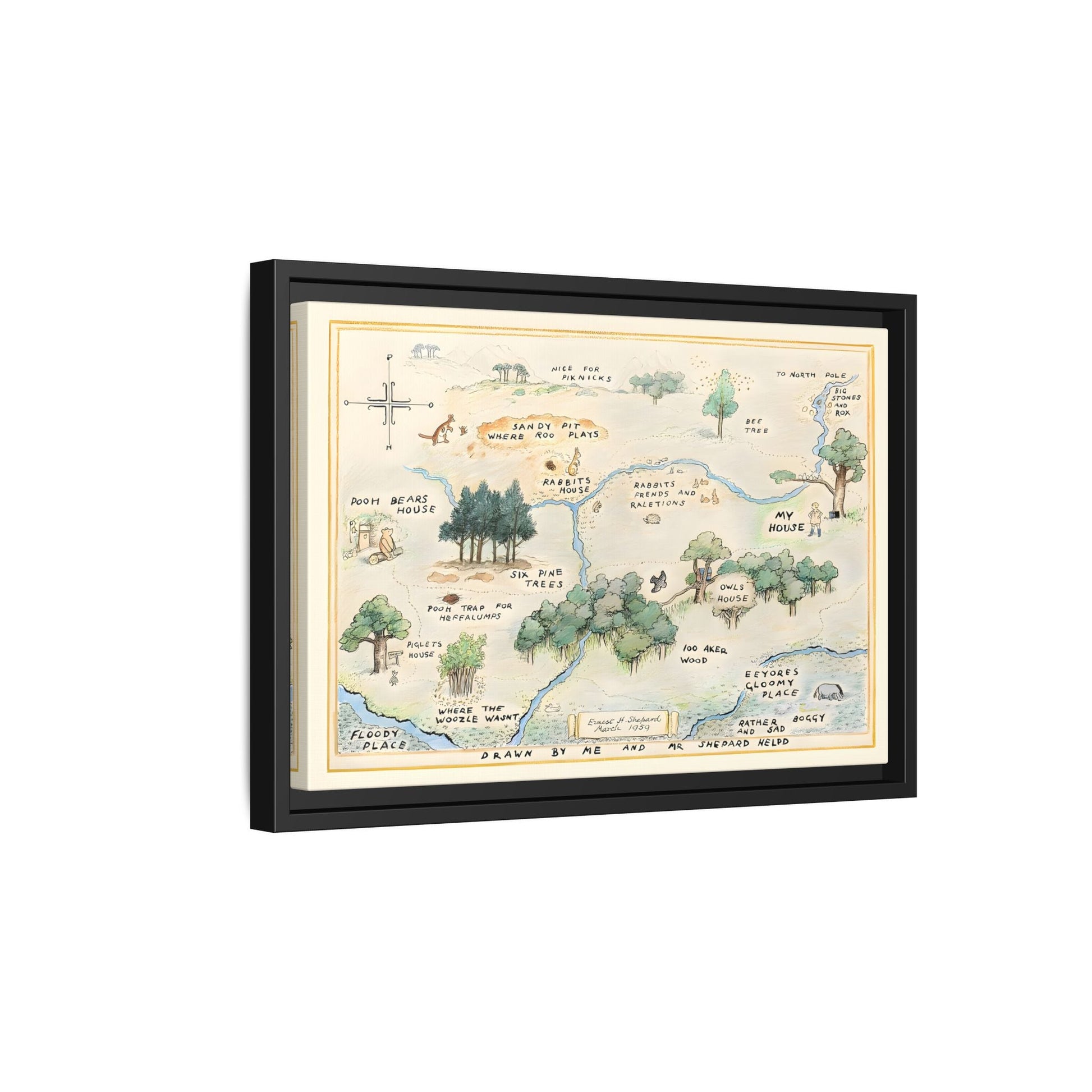 Fairytale 100 Aker Canvas Wall Art Print - Framed Acre Vintage Kids Room
