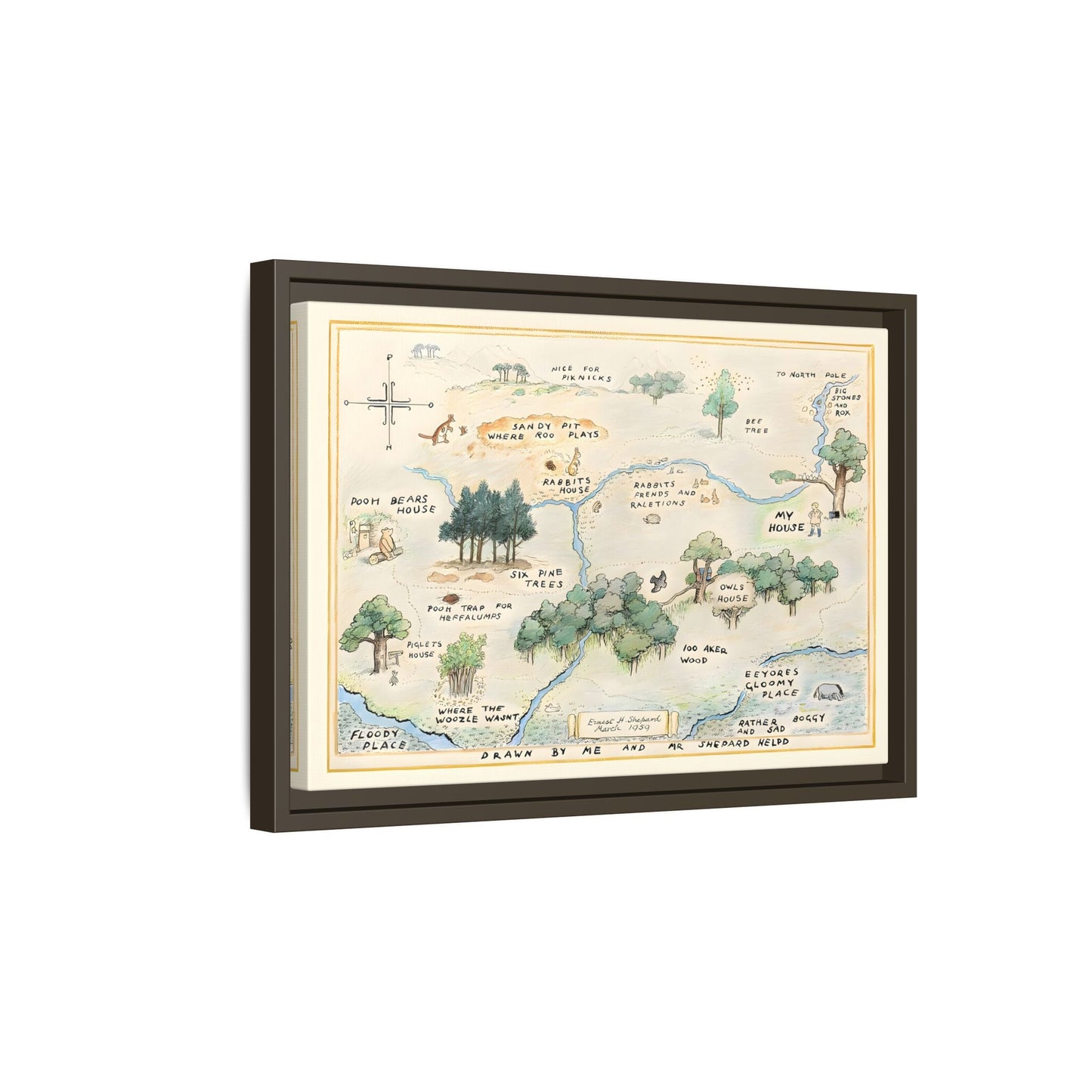 Fairytale 100 Aker Canvas Wall Art Print - Framed Acre Vintage Kids Room