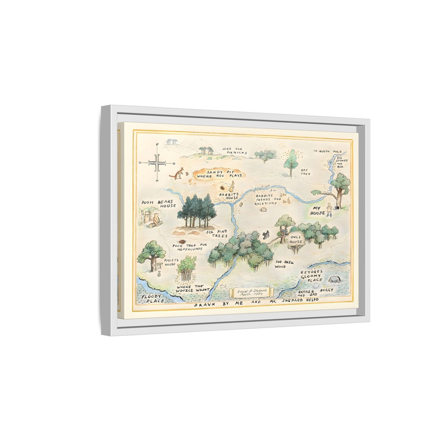 Fairytale 100 Aker Canvas Wall Art Print - Framed Acre Vintage Kids Room