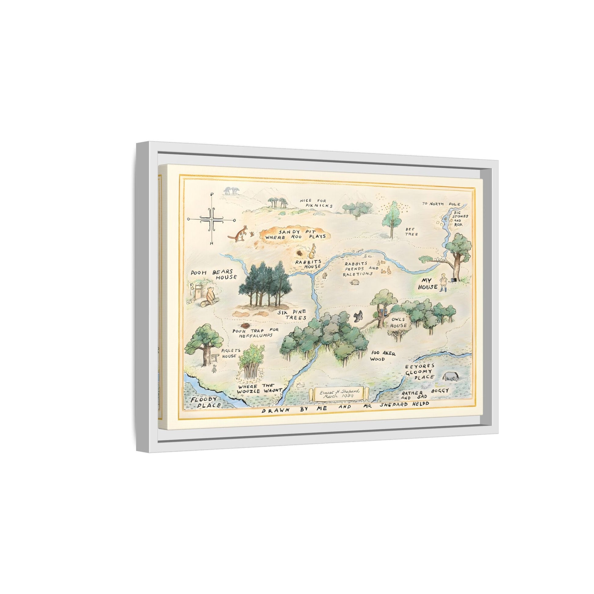 Fairytale 100 Aker Canvas Wall Art Print - Framed Acre Vintage Kids Room