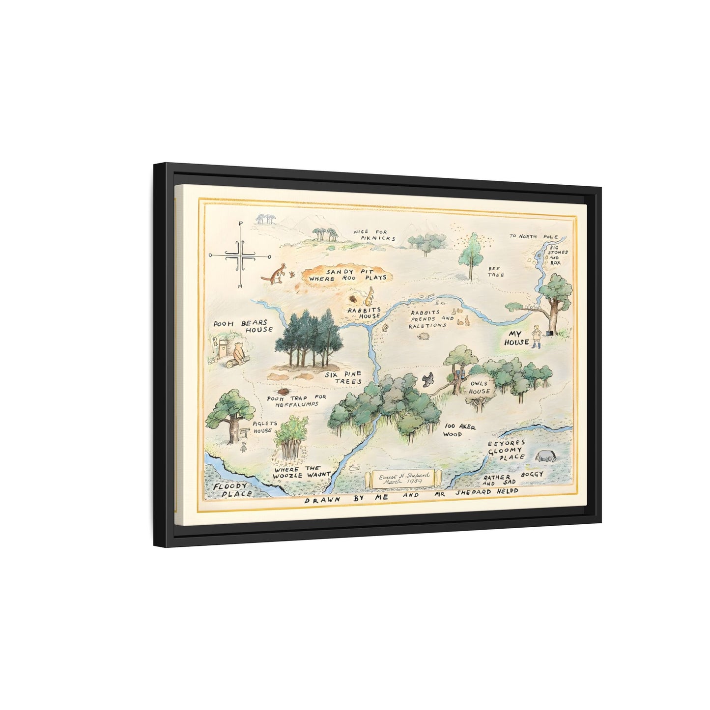 Fairytale 100 Aker Canvas Wall Art Print - Framed Acre Vintage Kids Room