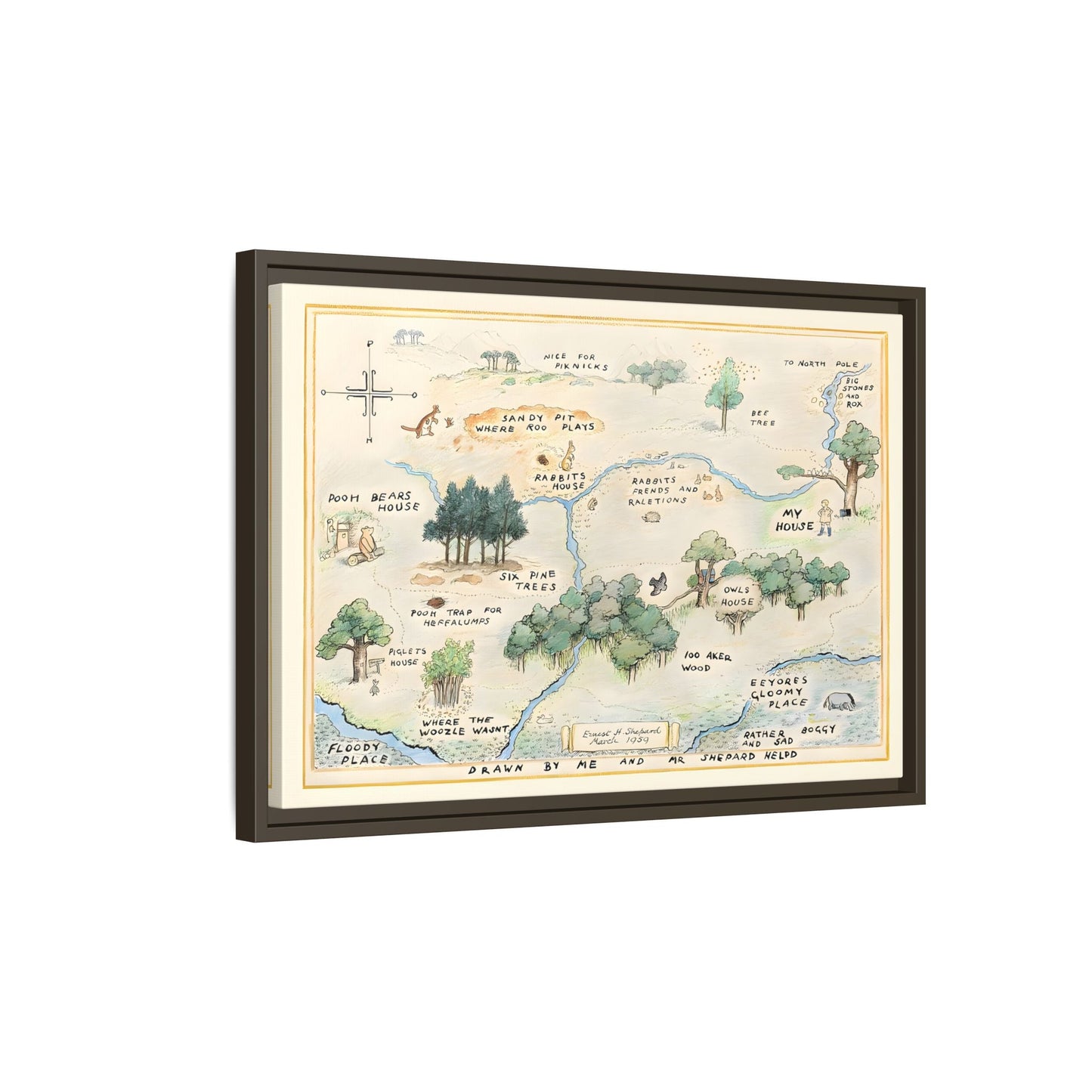 Fairytale 100 Aker Canvas Wall Art Print - Framed Acre Vintage Kids Room