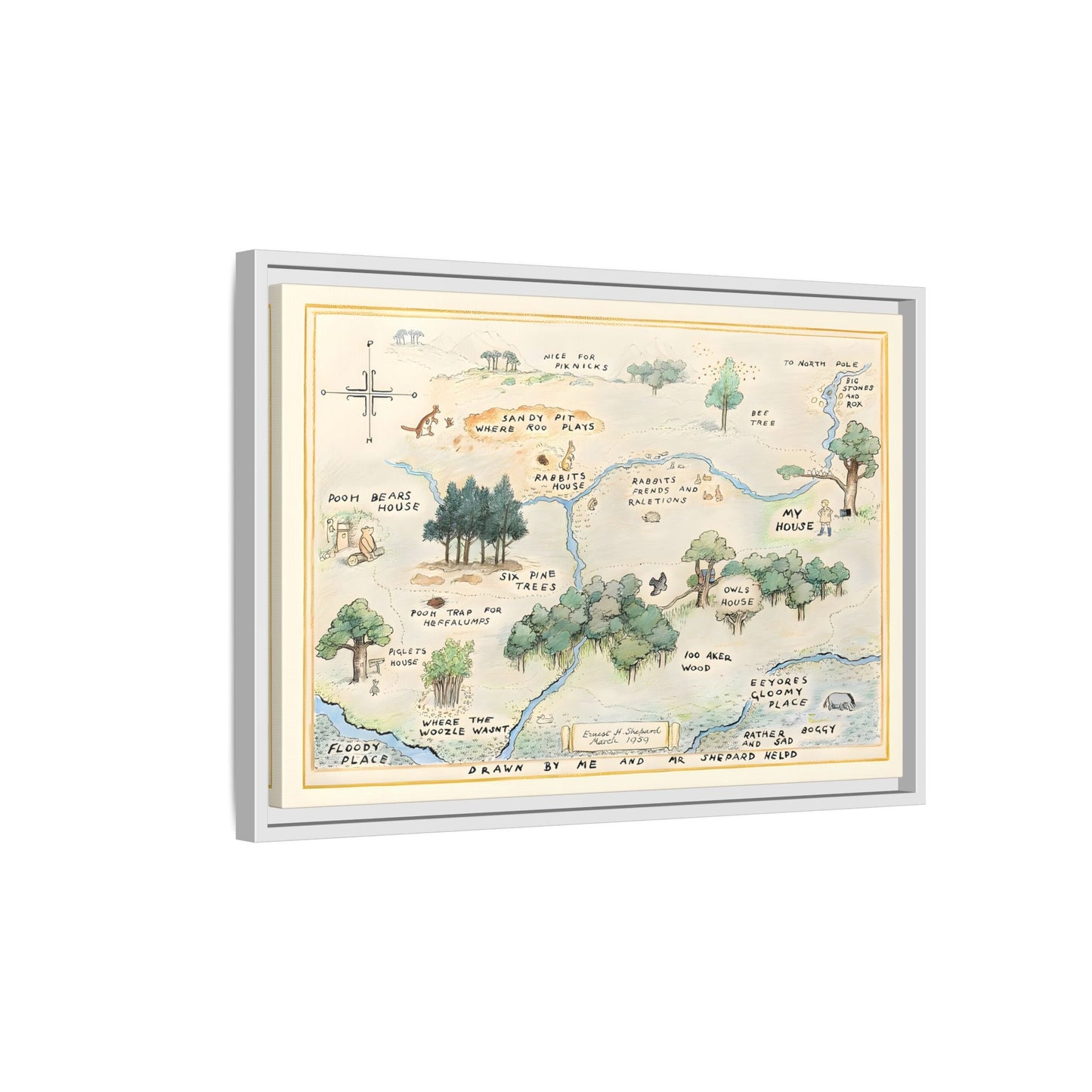 Fairytale 100 Aker Canvas Wall Art Print - Framed Acre Vintage Kids Room