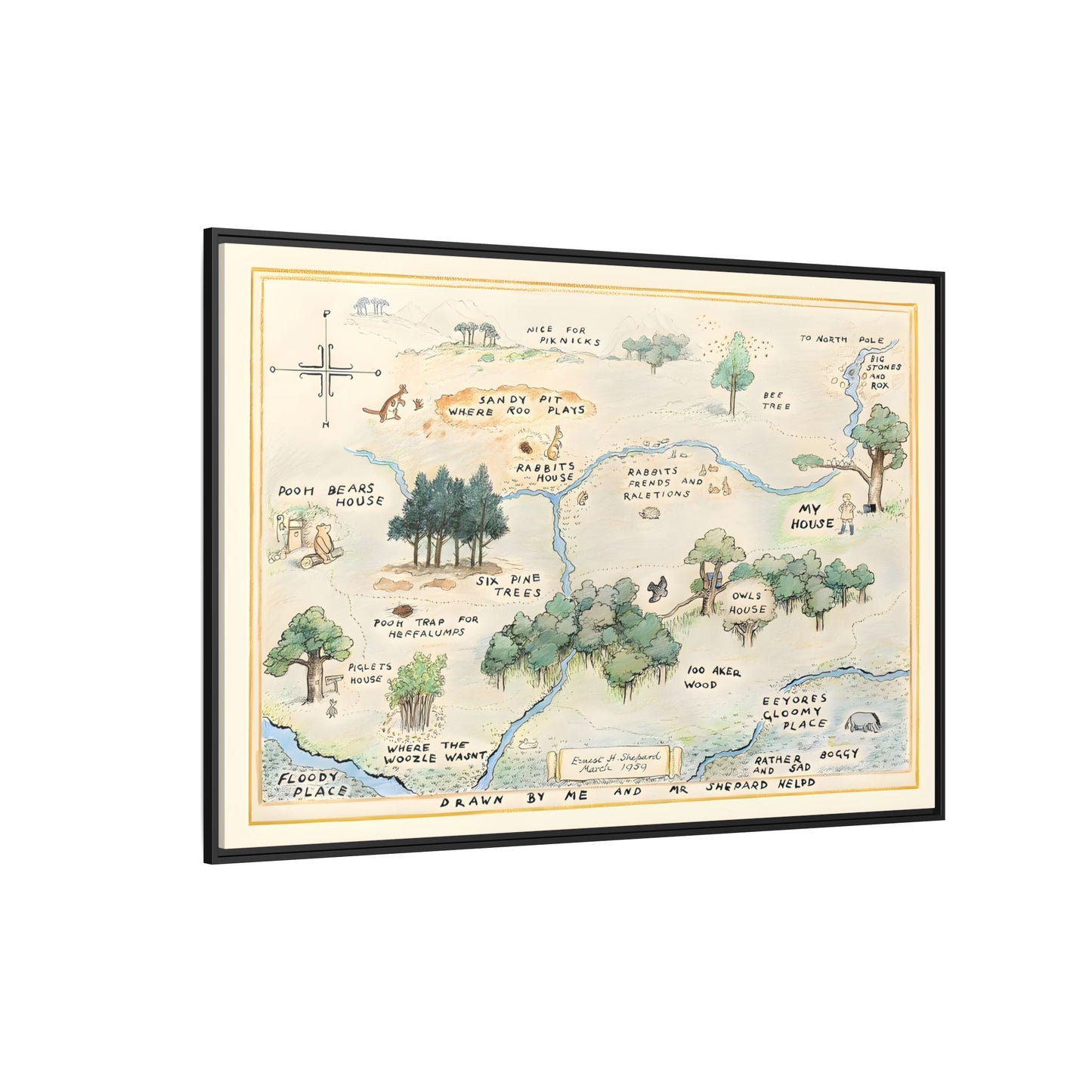 Fairytale 100 Aker Canvas Wall Art Print - Framed Acre Vintage Kids Room