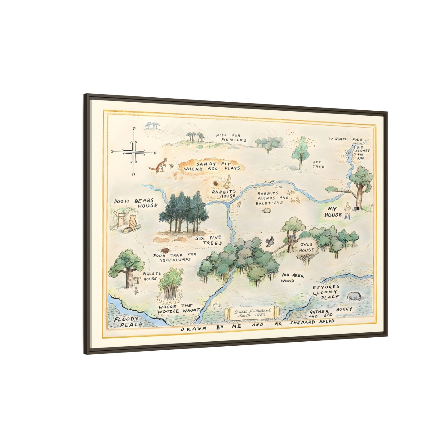 Fairytale 100 Aker Canvas Wall Art Print - Framed Acre Vintage Kids Room