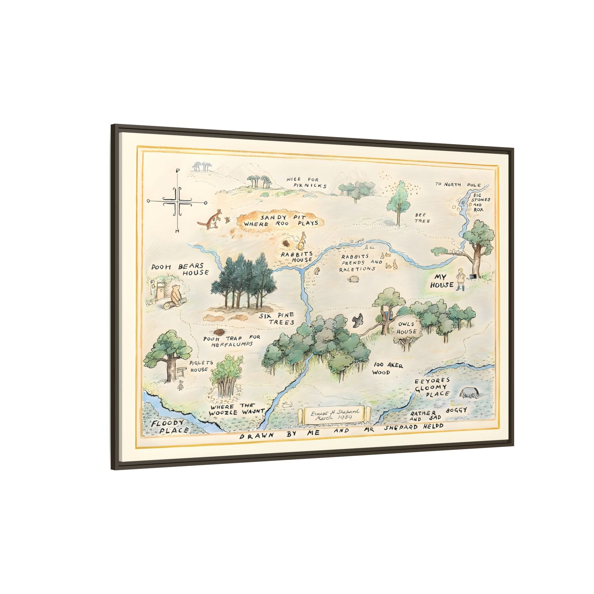 Fairytale 100 Aker Canvas Wall Art Print - Framed Acre Vintage Kids Room