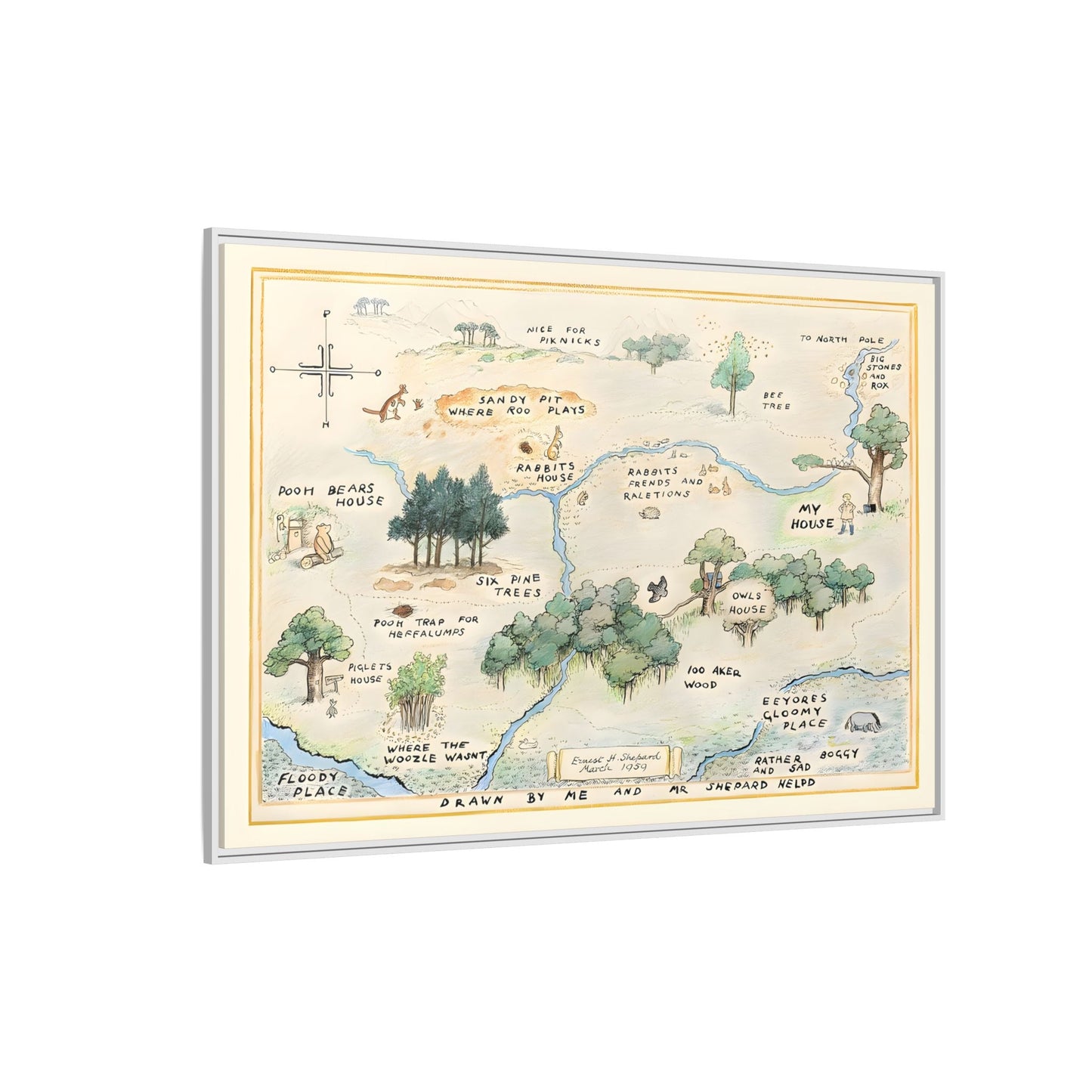 Fairytale 100 Aker Canvas Wall Art Print - Framed Acre Vintage Kids Room