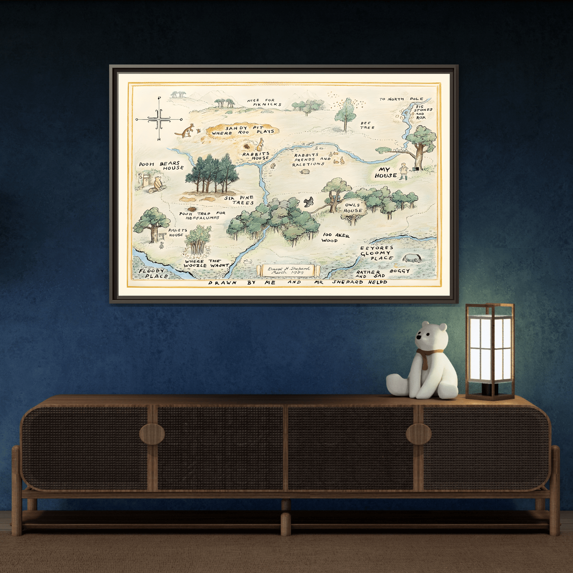 Fairytale 100 Aker Canvas Wall Art Print - Framed Acre Vintage Kids Room