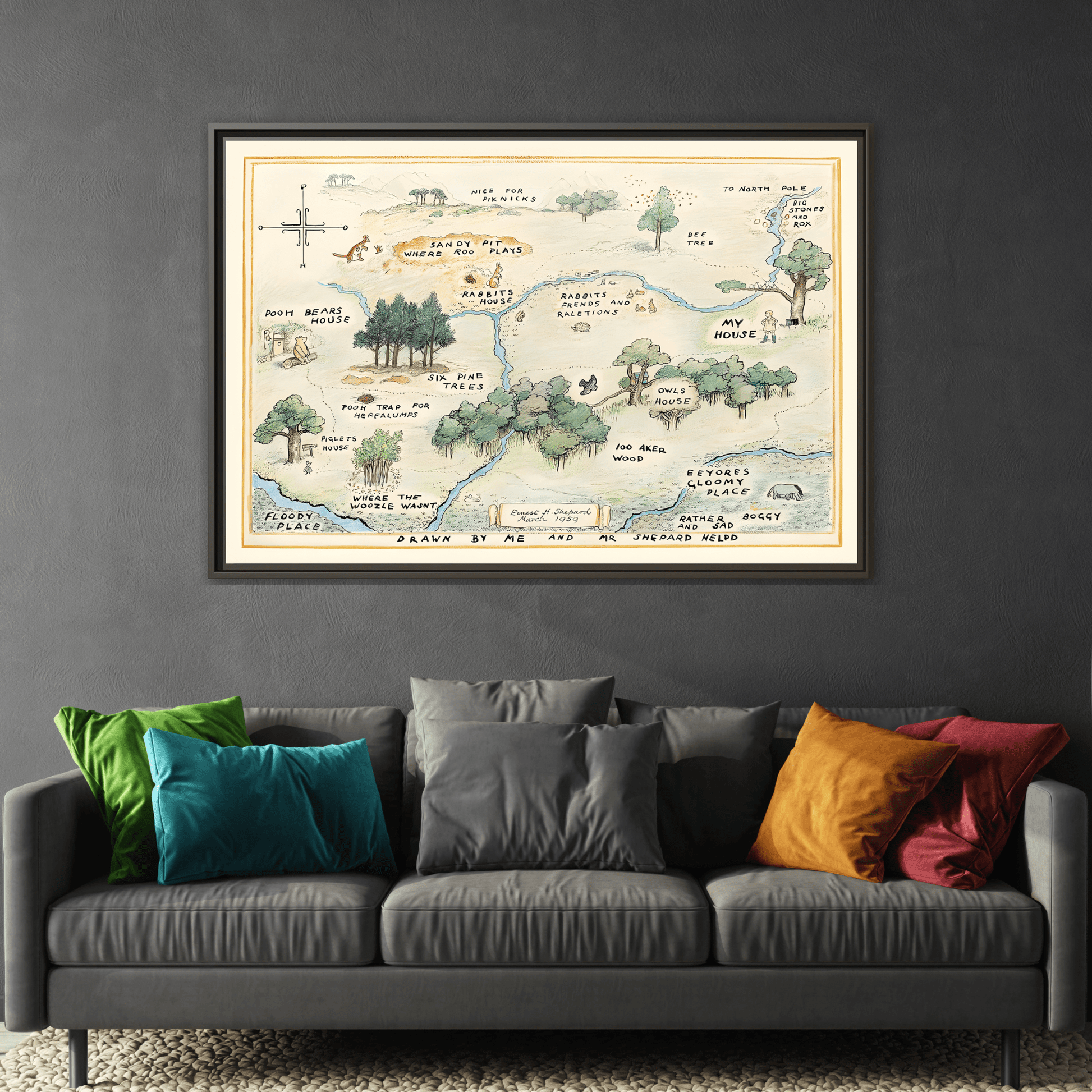 Fairytale 100 Aker Canvas Wall Art Print - Framed Acre Vintage Kids Room