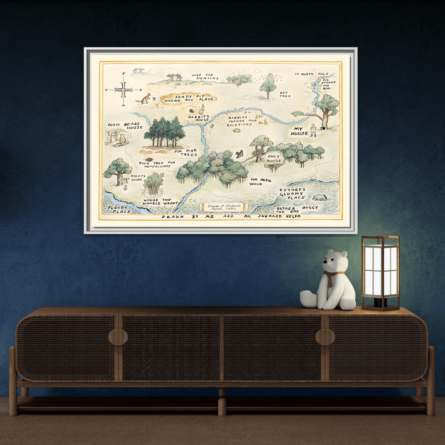 Fairytale 100 Aker Canvas Wall Art Print - Framed Acre Vintage Kids Room