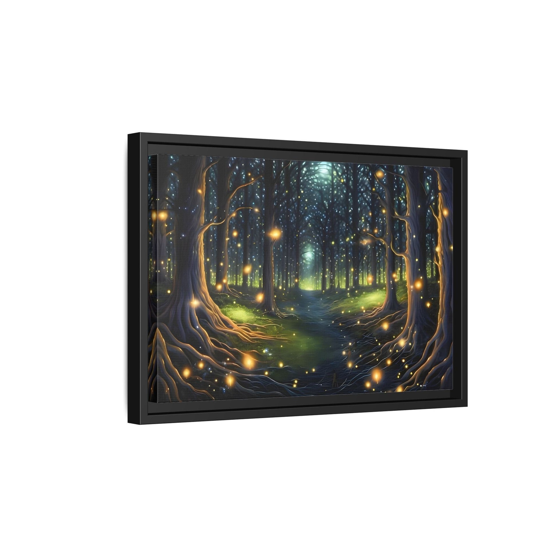 Fireflies Magic Trail Canvas Print, Electric Forest Illumination Wall Art