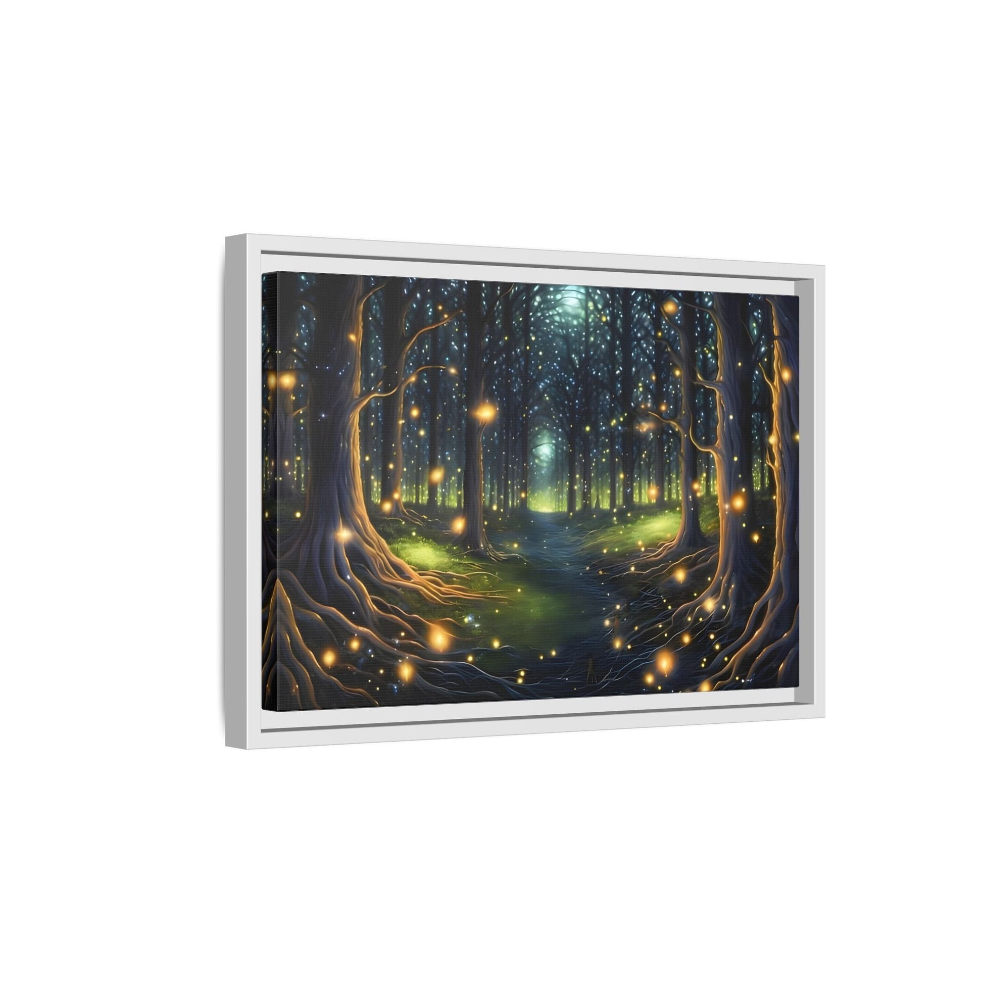 Fireflies Magic Trail Canvas Print, Electric Forest Illumination Wall Art