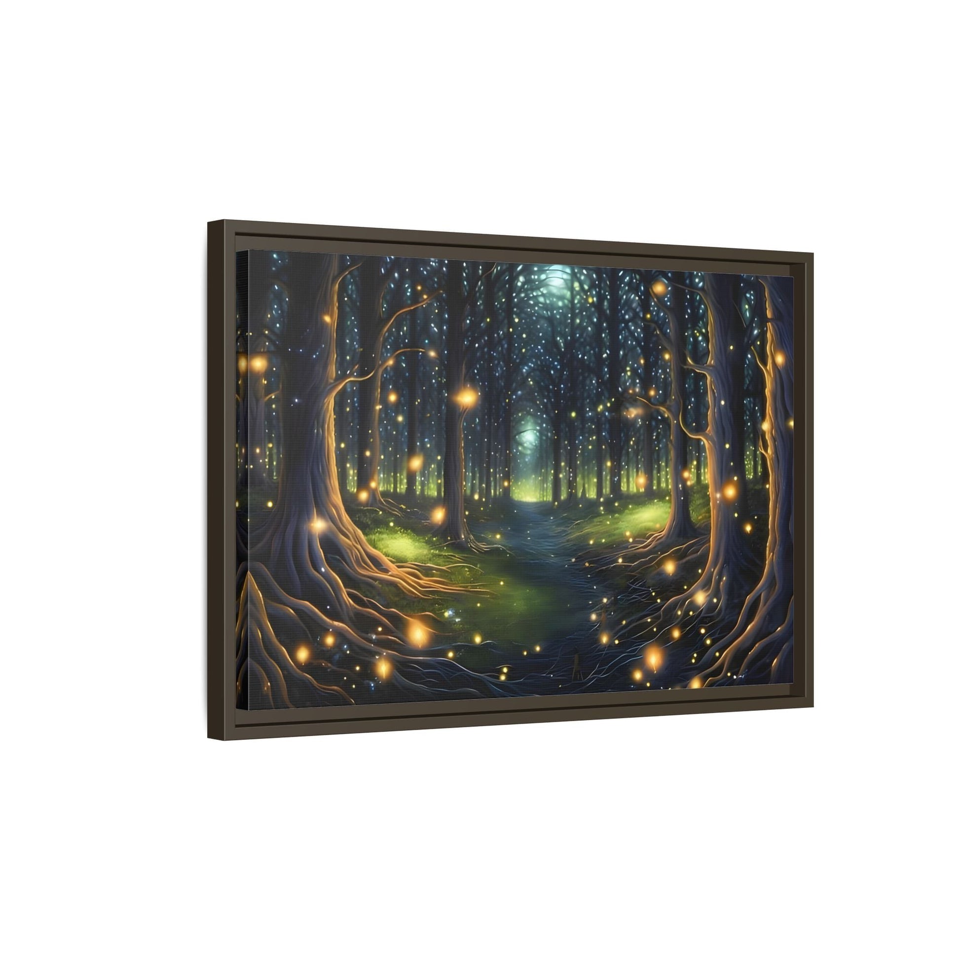 Fireflies Magic Trail Canvas Print, Electric Forest Illumination Wall Art