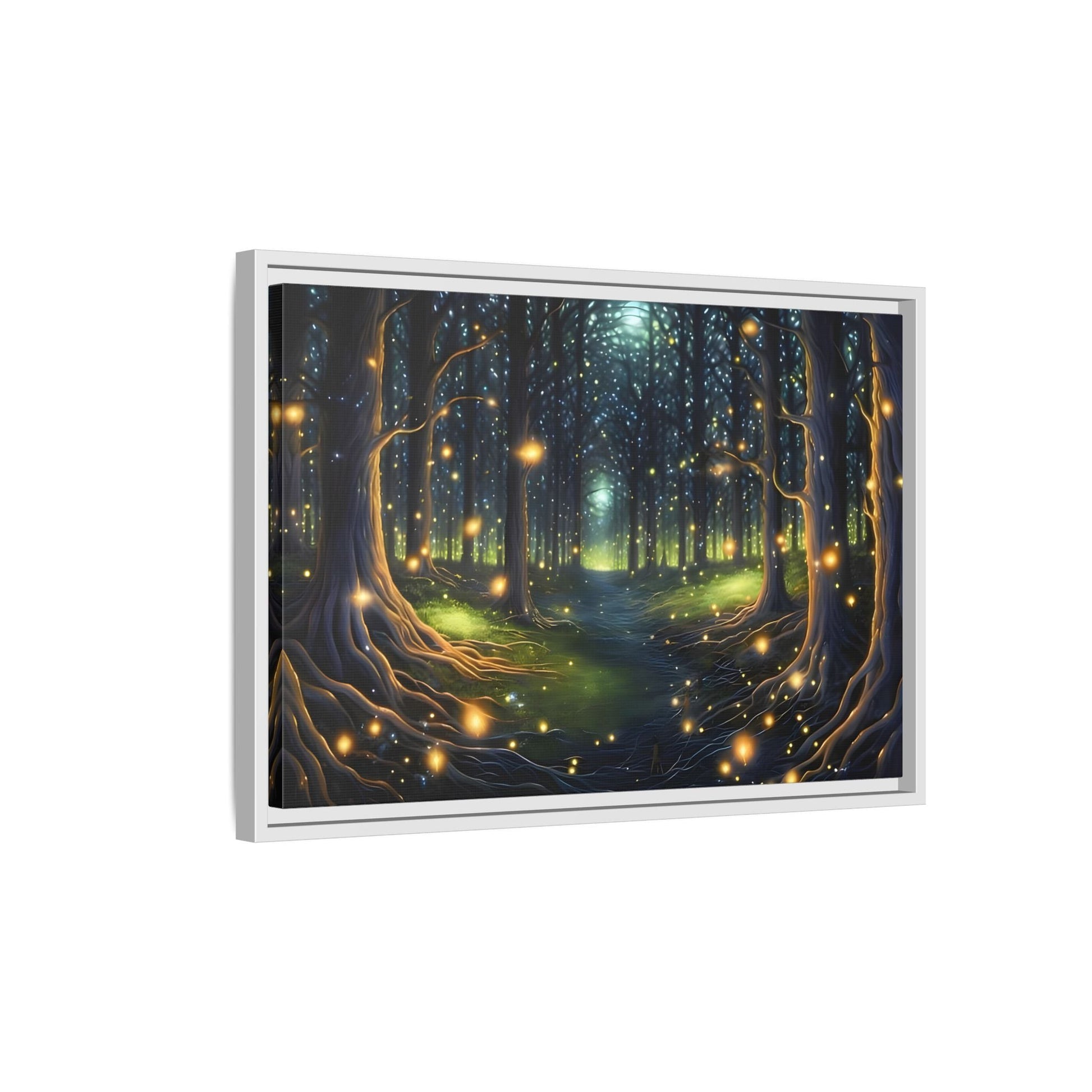 Fireflies Magic Trail Canvas Print, Electric Forest Illumination Wall Art