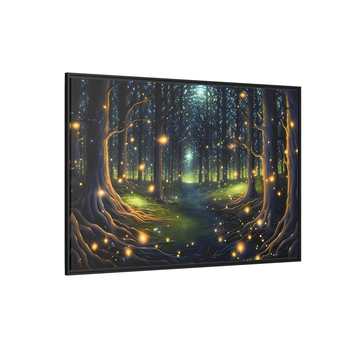 Fireflies Magic Trail Canvas Print, Electric Forest Illumination Wall Art