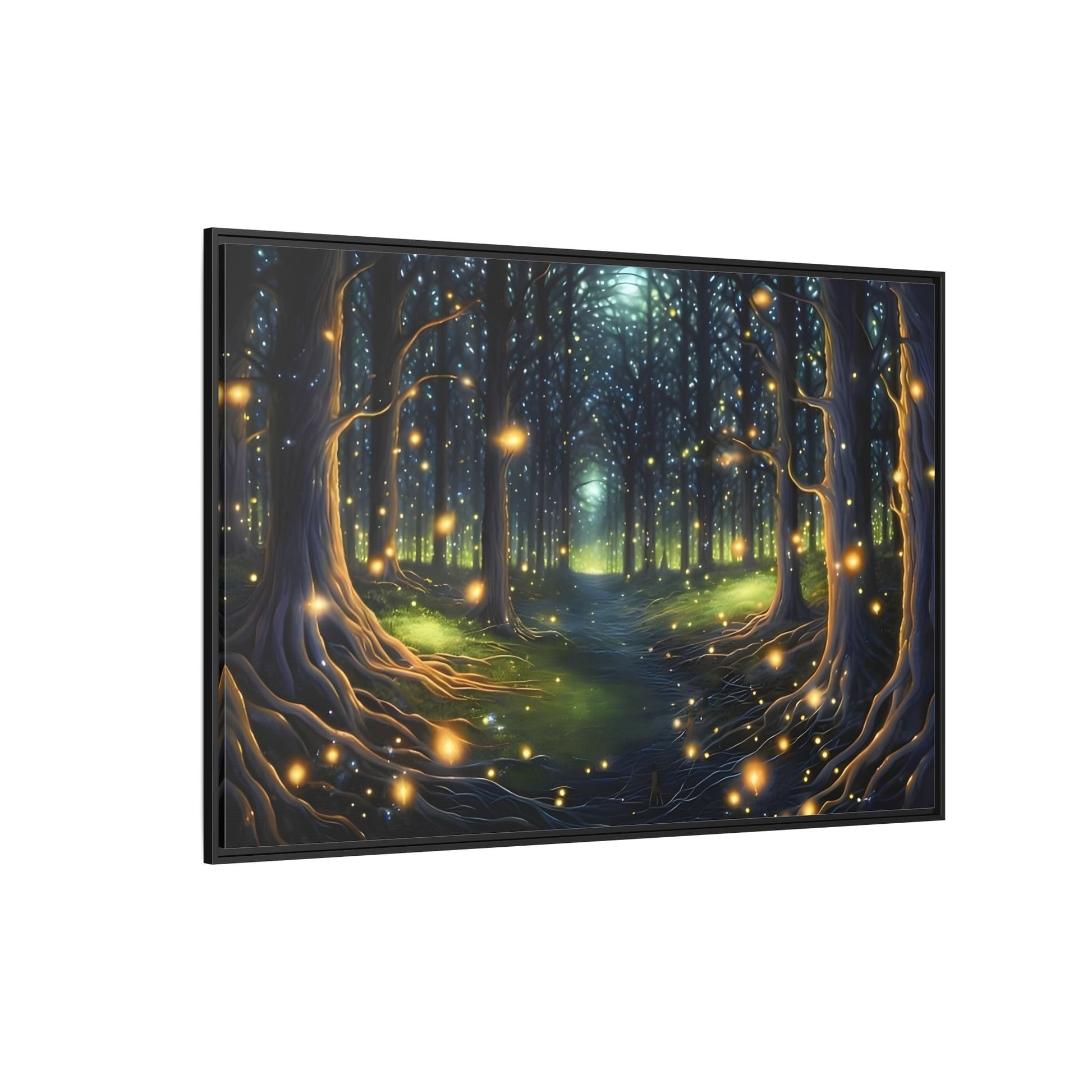 Fireflies Magic Trail Canvas Print, Electric Forest Illumination Wall Art