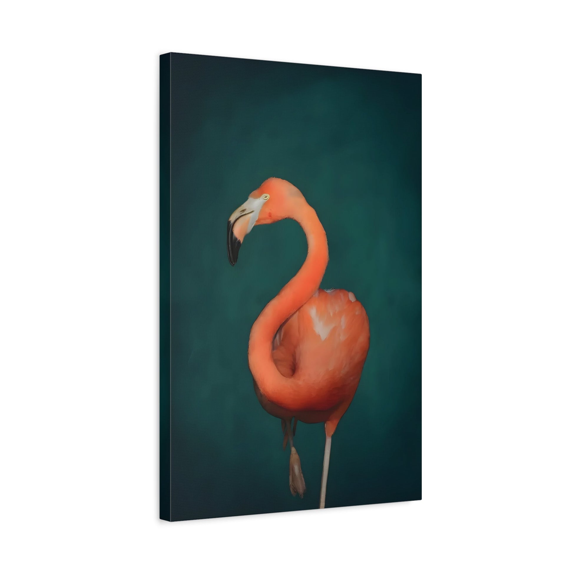 Flamingo Wall Art Canvas Print - Pink and Green Maximalist Home Decor