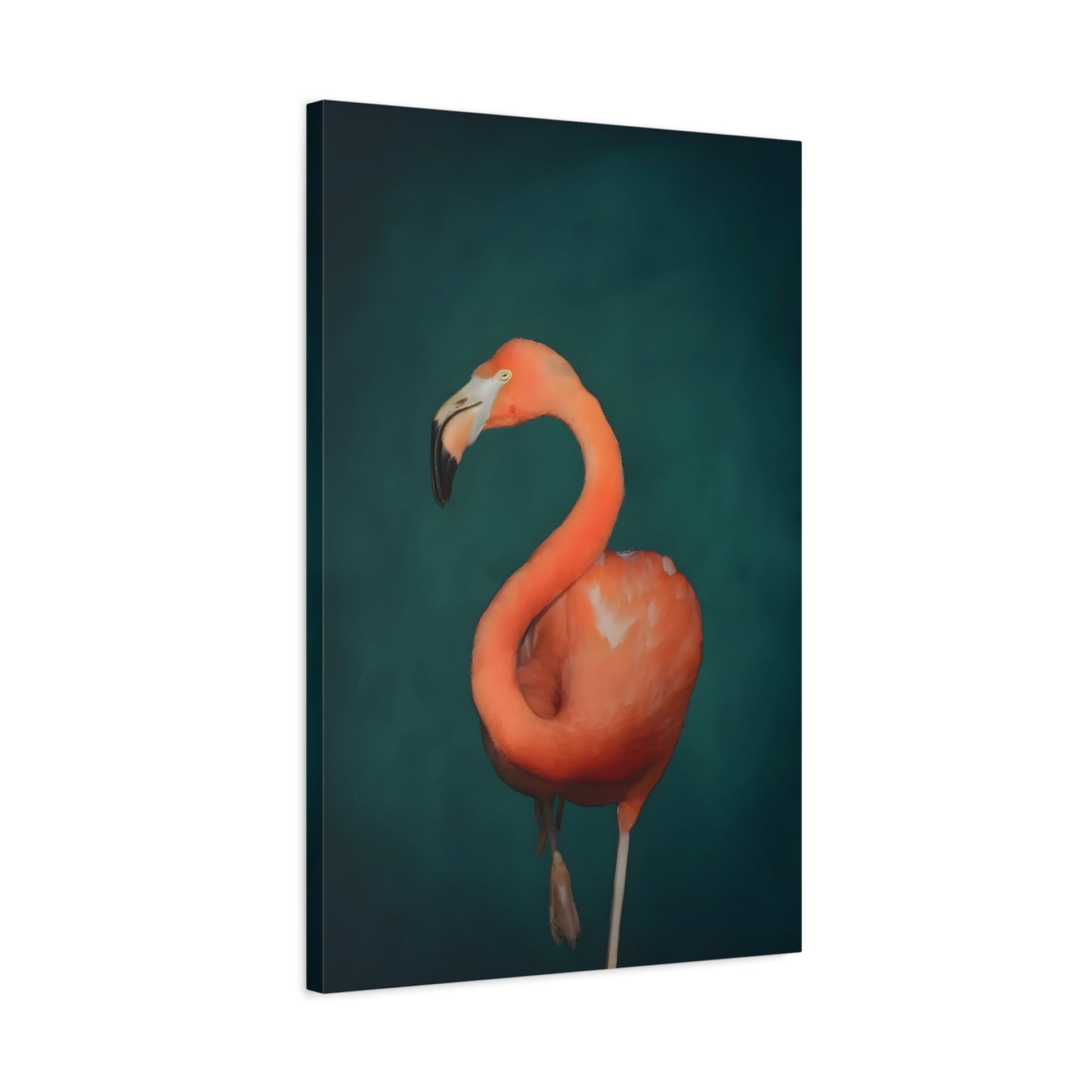 Flamingo Wall Art Canvas Print - Pink and Green Maximalist Home Decor