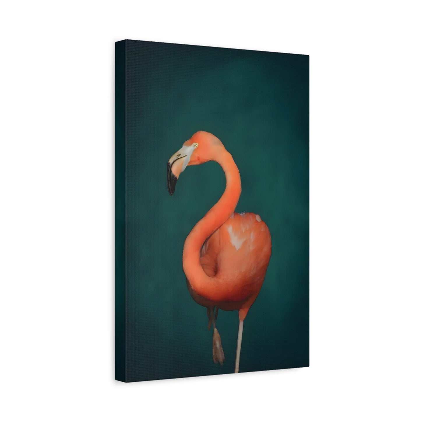 Flamingo Wall Art Canvas Print - Pink and Green Maximalist Home Decor