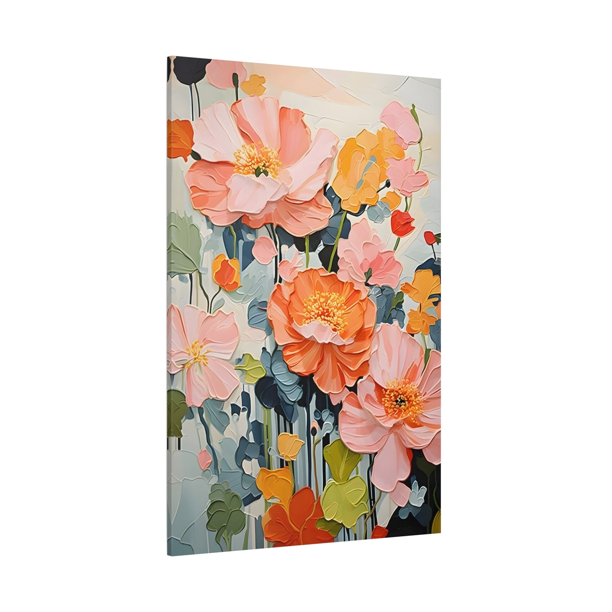 Floral Boho Canvas Wall Art - Vibrant Minimalist Flowers Print