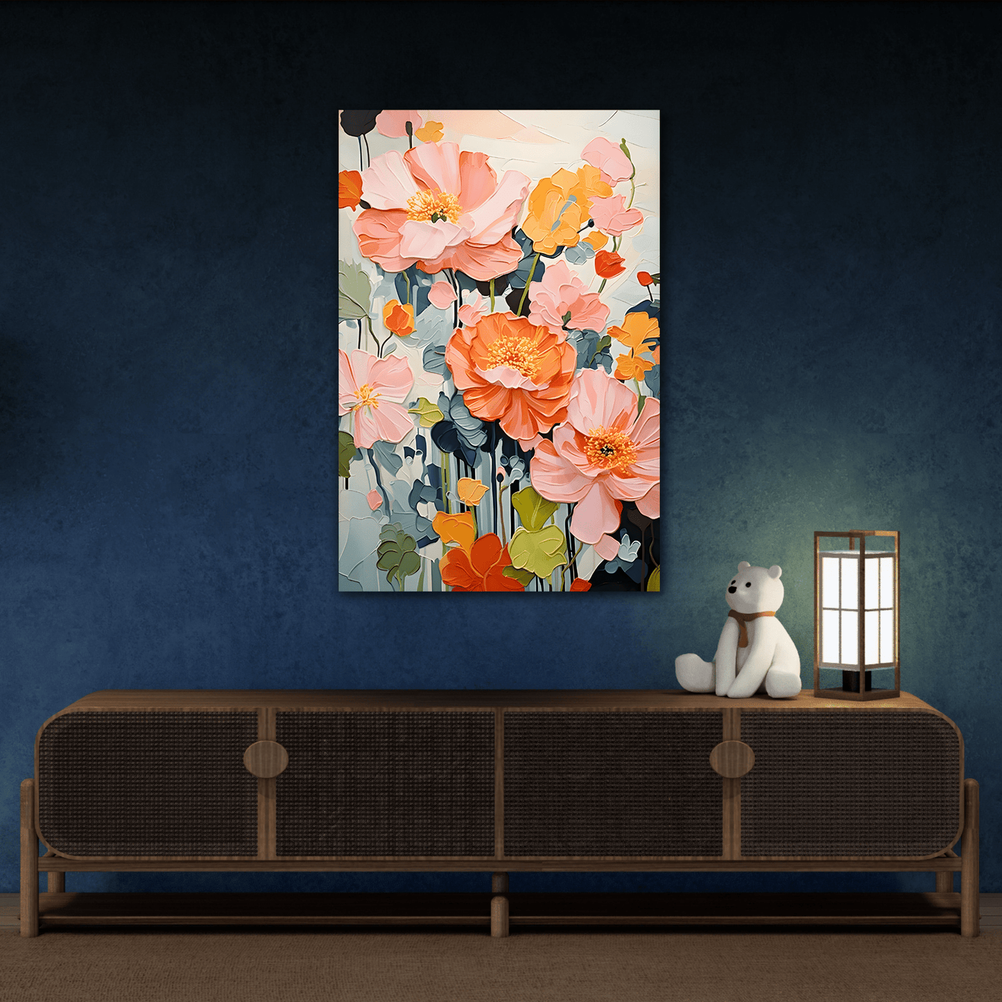 Floral Boho Canvas Wall Art - Vibrant Minimalist Flowers Print