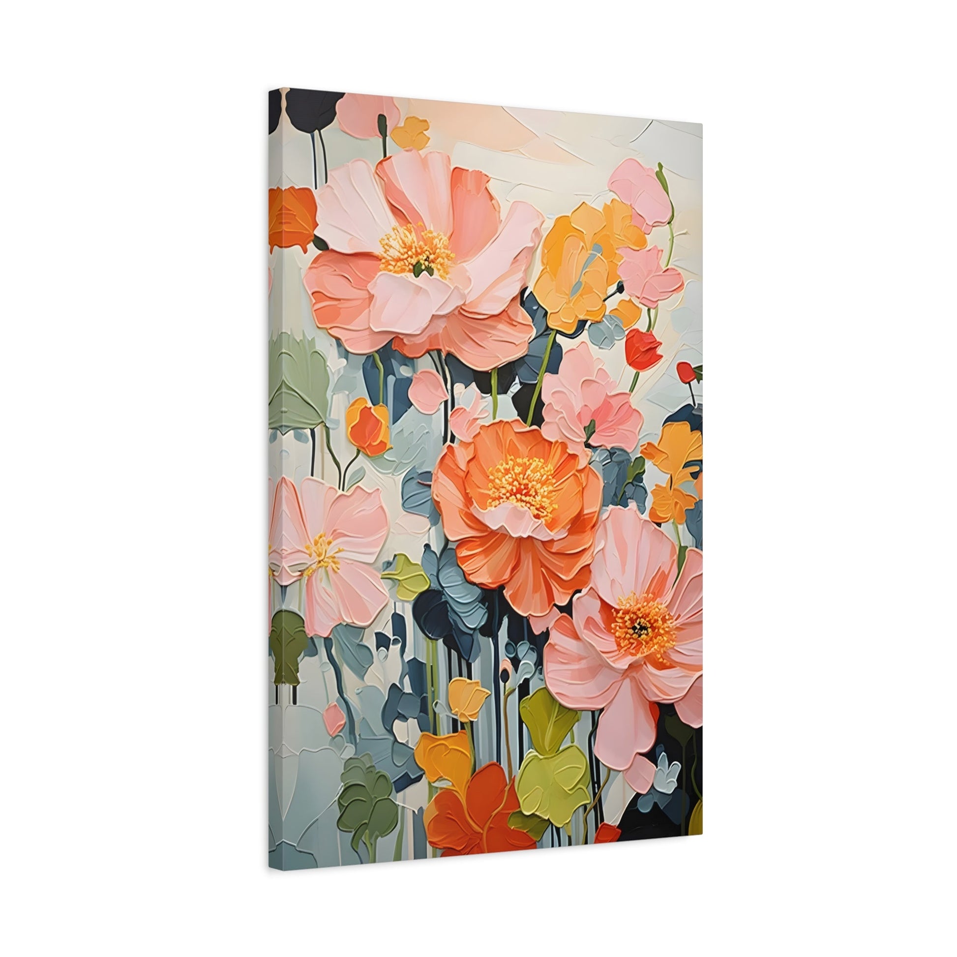 Floral Boho Canvas Wall Art - Vibrant Minimalist Flowers Print