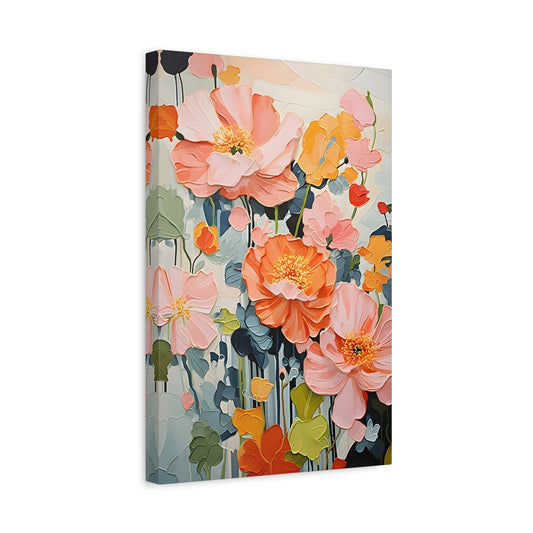 Floral Boho Canvas Wall Art - Vibrant Minimalist Flowers Print