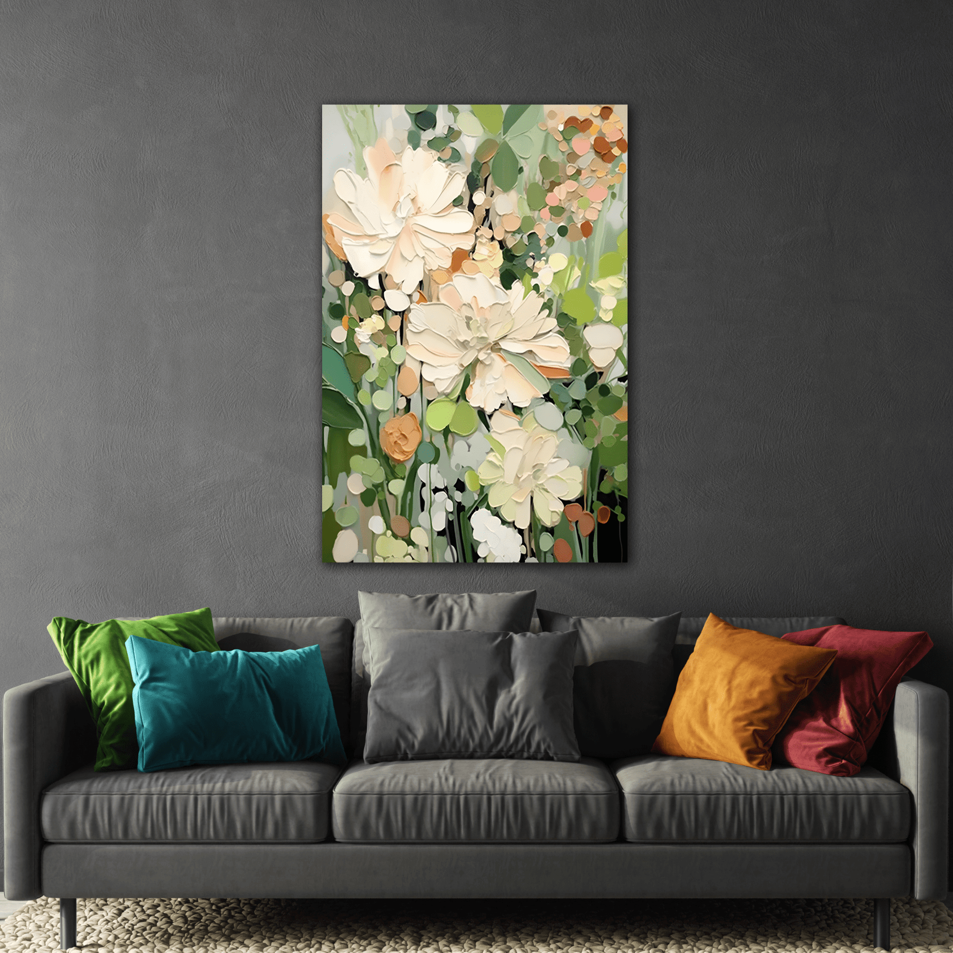 Floral Canvas Art - Vibrant Abstract Flower Design for Home Decor
