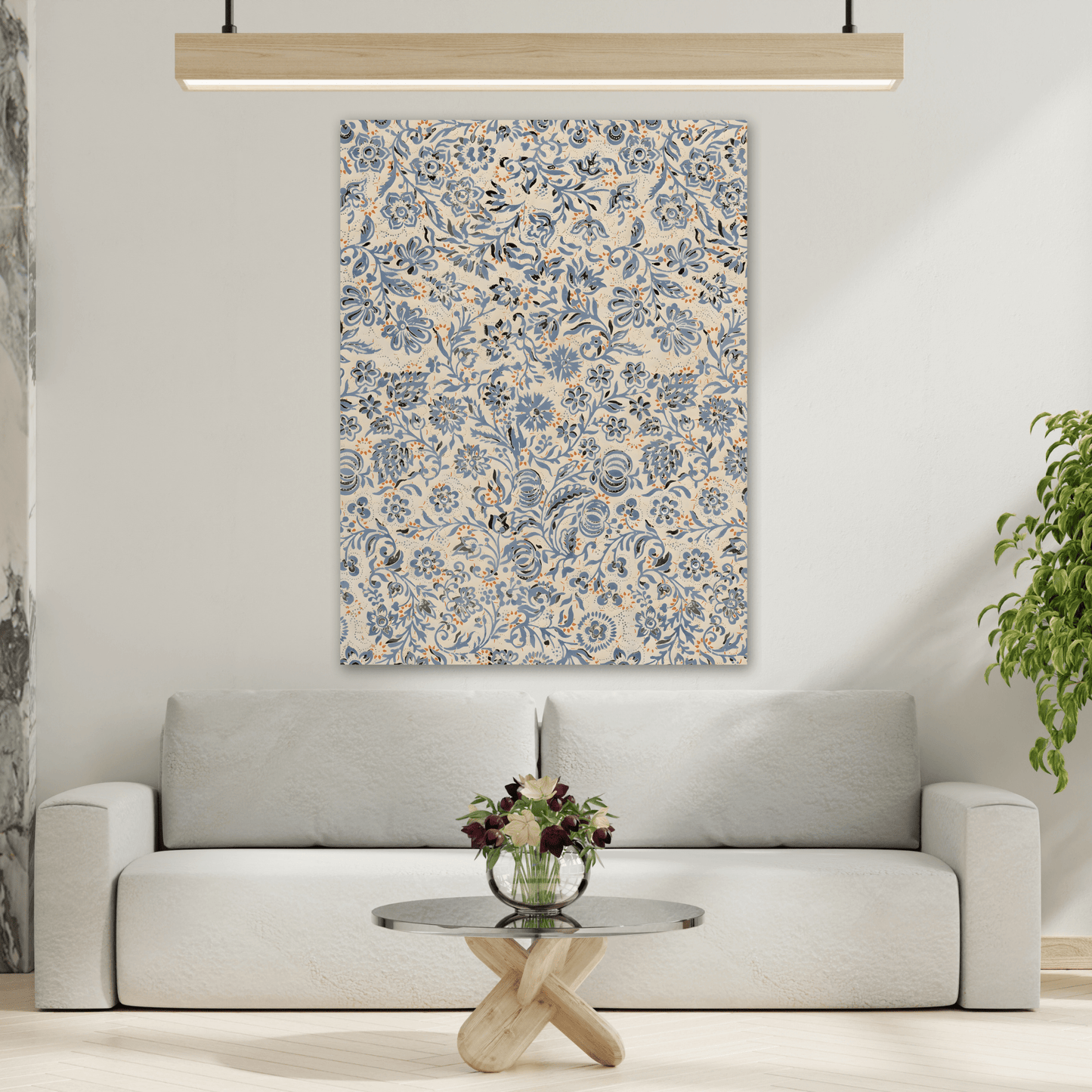 Floral Vintage Botanical Canvas Wall Art – Elegant Living Room Decor