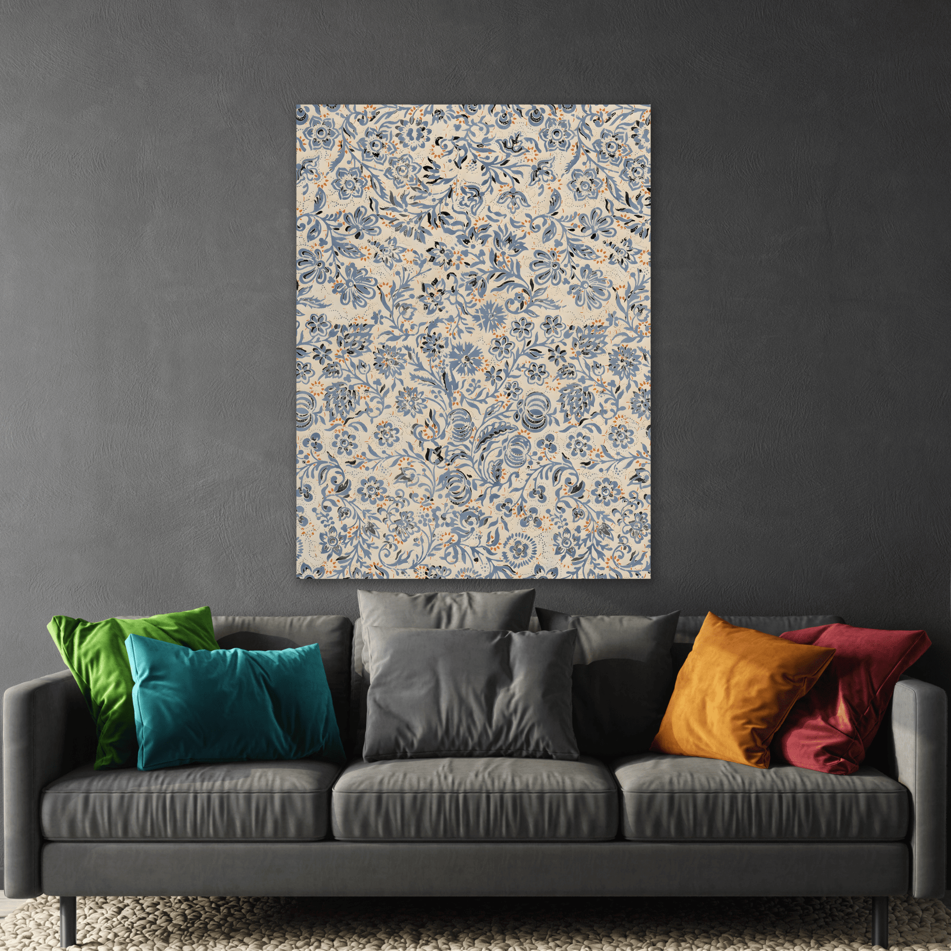 Floral Vintage Botanical Canvas Wall Art – Elegant Living Room Decor