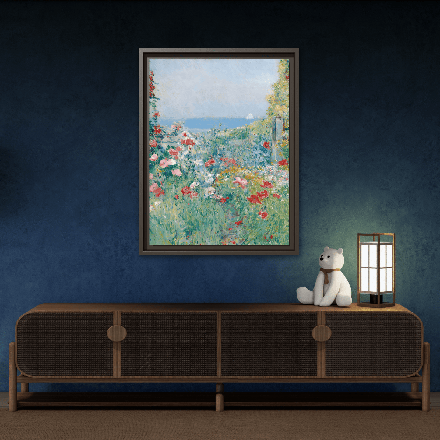 Flowers on Canvas Wall Art - Colorful Floral Landscape Print